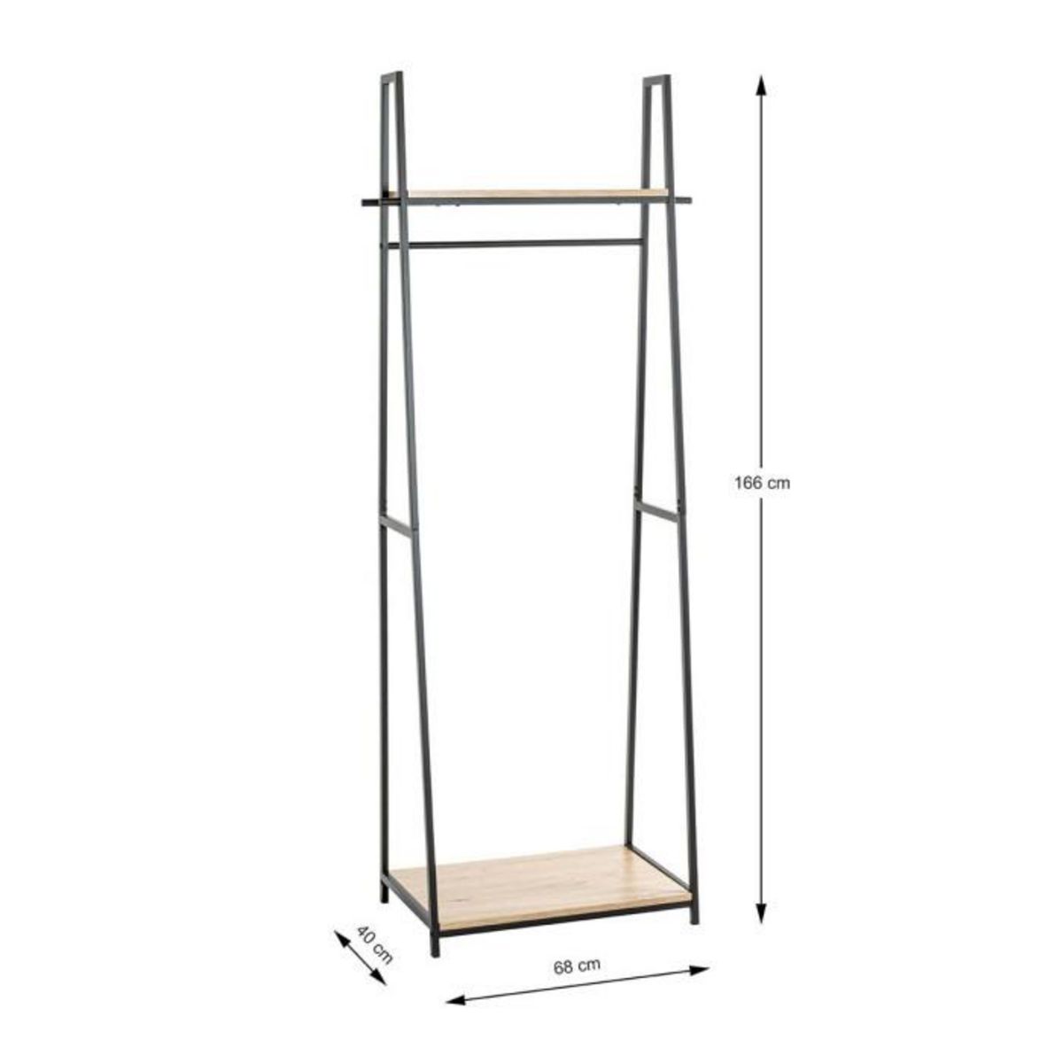 Paris Prix Portant à Vêtements Design  Miranda  166cm Chêne & Noir