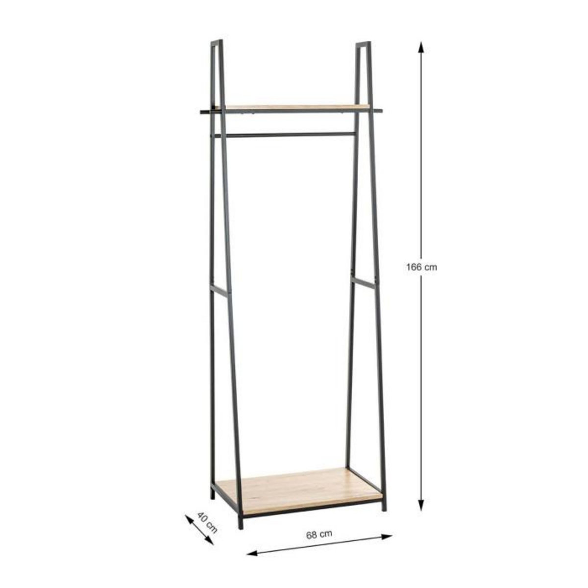 Paris Prix Portant à Vêtements Design  Miranda  166cm Chêne & Noir