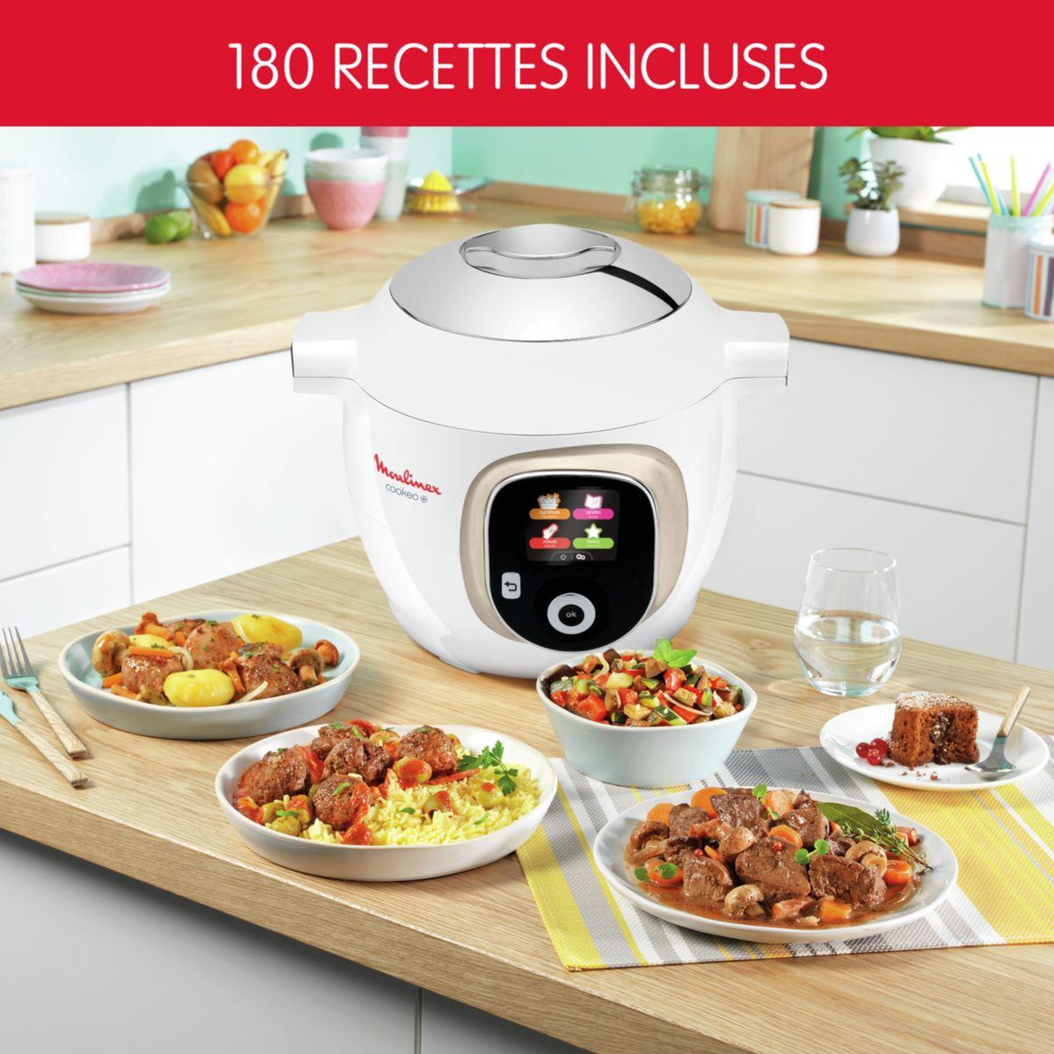 Voir la diapositive 3 : MOULINEX Cookeo ce85ba10 blanc 6 l, 6 modes de cuisson, 180 recettes