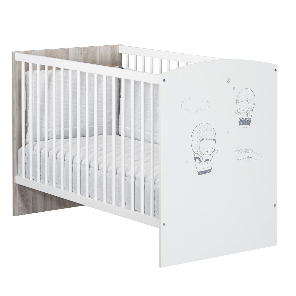 BABY PRICE Lit bébé 120 x 60cm BALLOON 2, sommier 3 positions