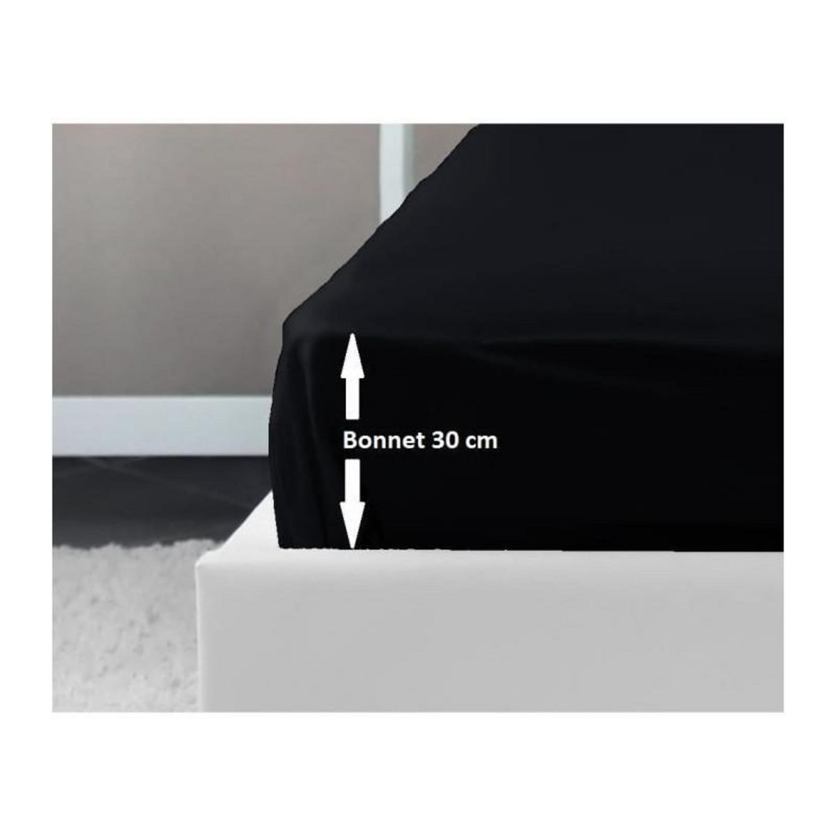 LOVELY HOME LOVELY HOME Drap Housse 100% coton 160x200x30 cm noir