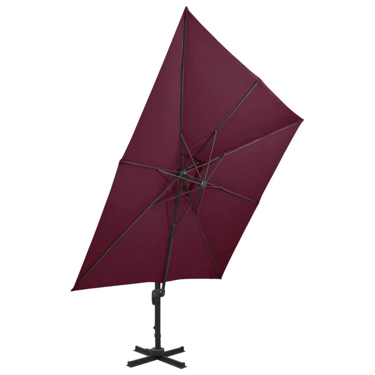 VIDAXL Parasol de jardin en porte-a-faux a double toit rouge bordeaux
