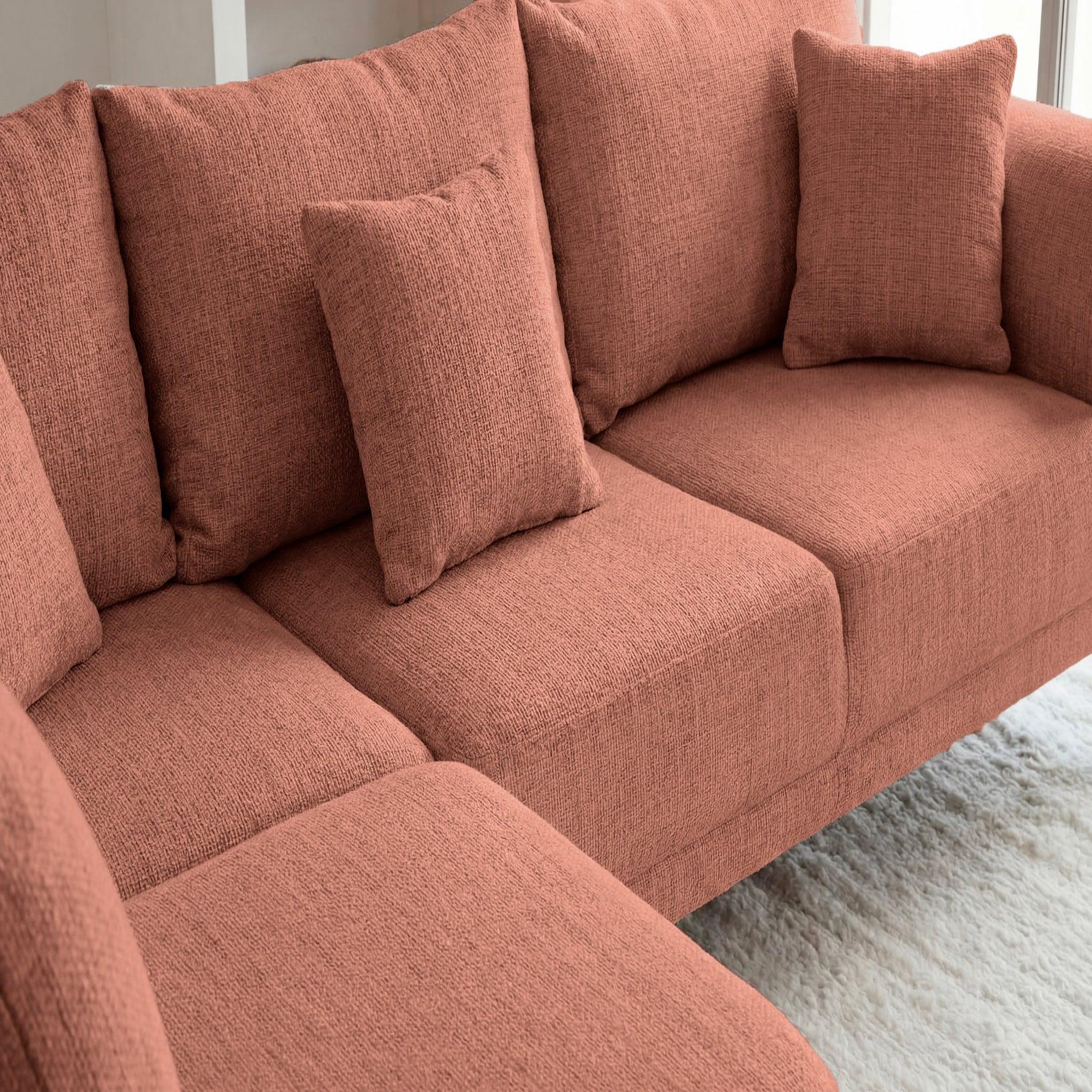 Voir la diapositive 4 : CASANOVA PARIS Bianca - canapé d'angle tissu chenille 4 places