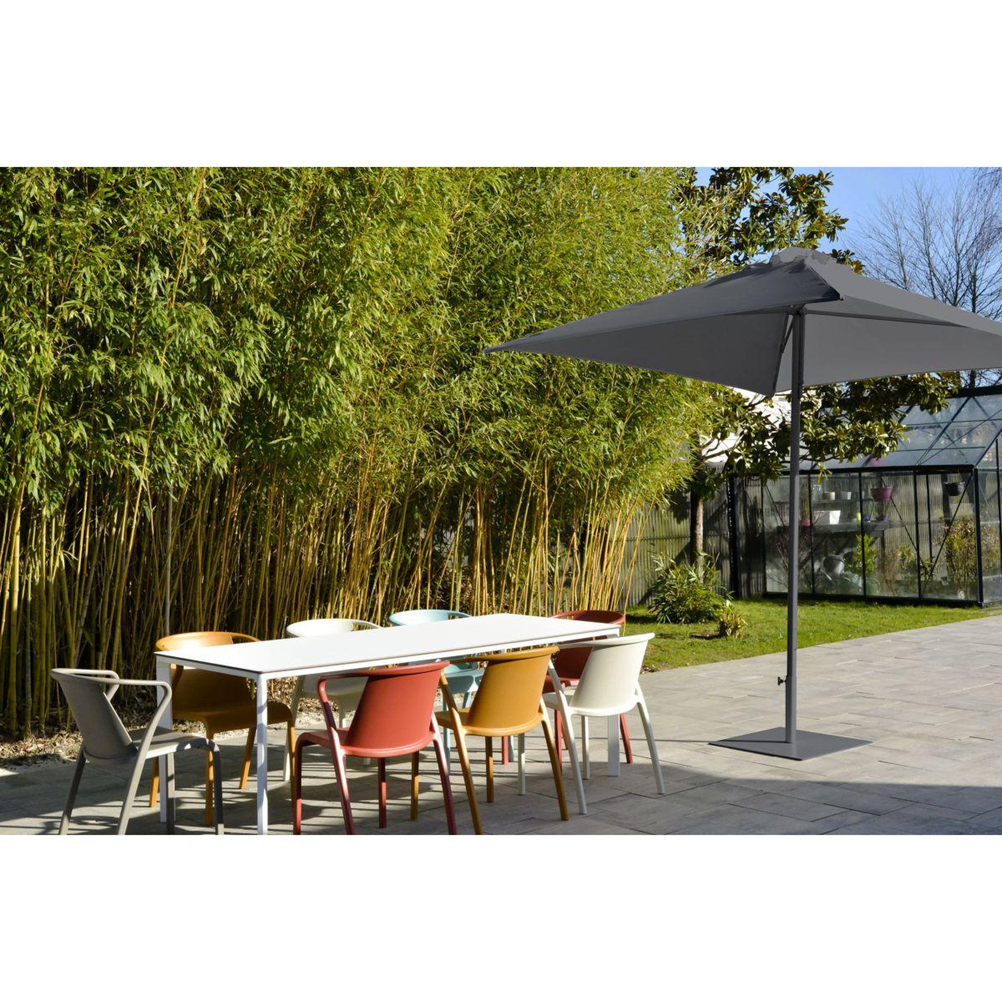 Voir la diapositive 6 : EZPELETA Parasol droit 250x250cm en aluminium gris anthracite EOLO