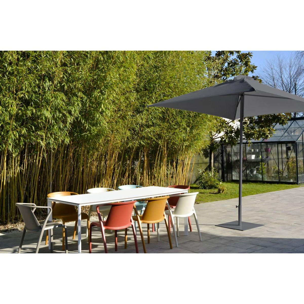 EZPELETA Parasol droit 250x250cm en aluminium gris anthracite EOLO