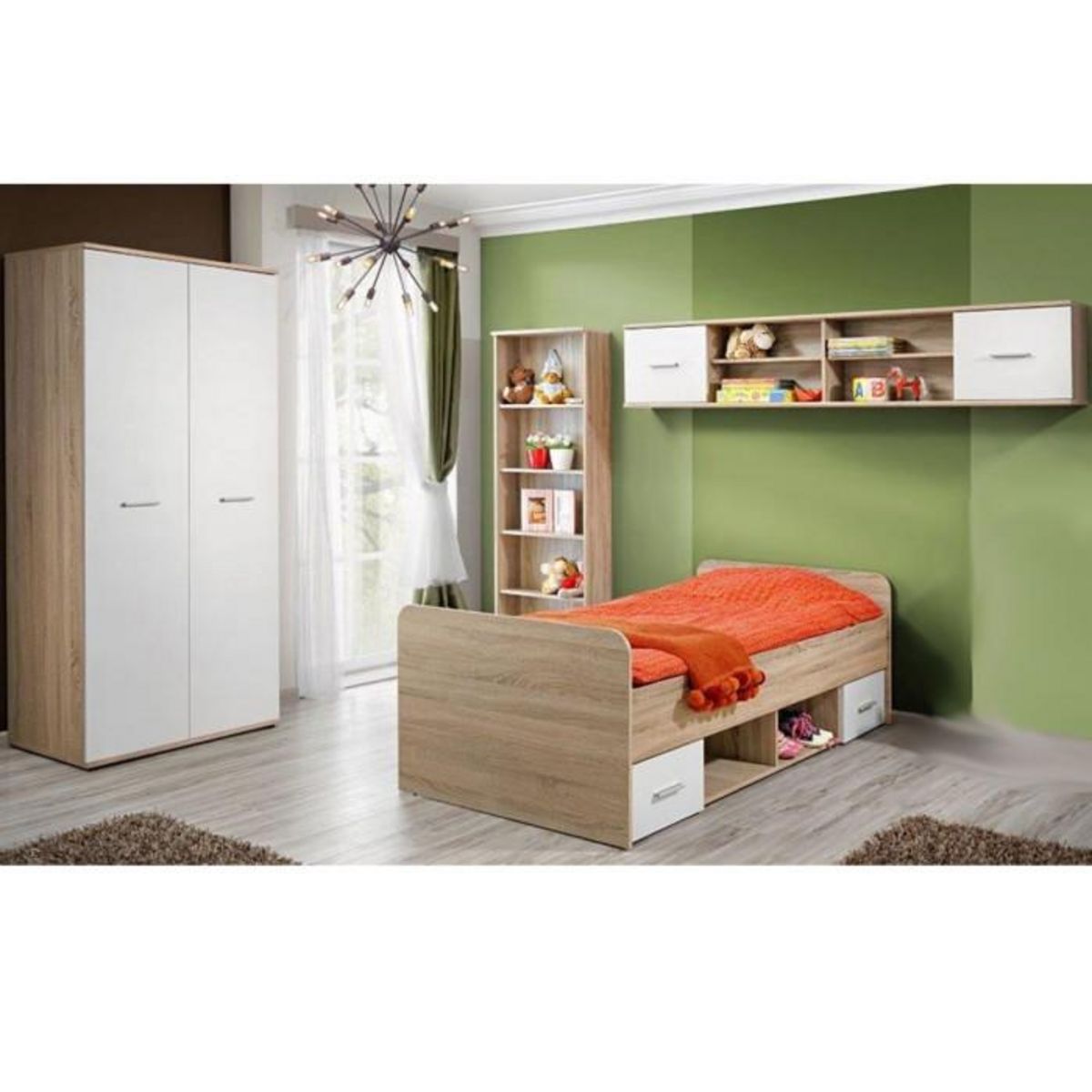 Paris Prix Chambre Complète Enfant 4P  Dino I  Chêne & Blanc