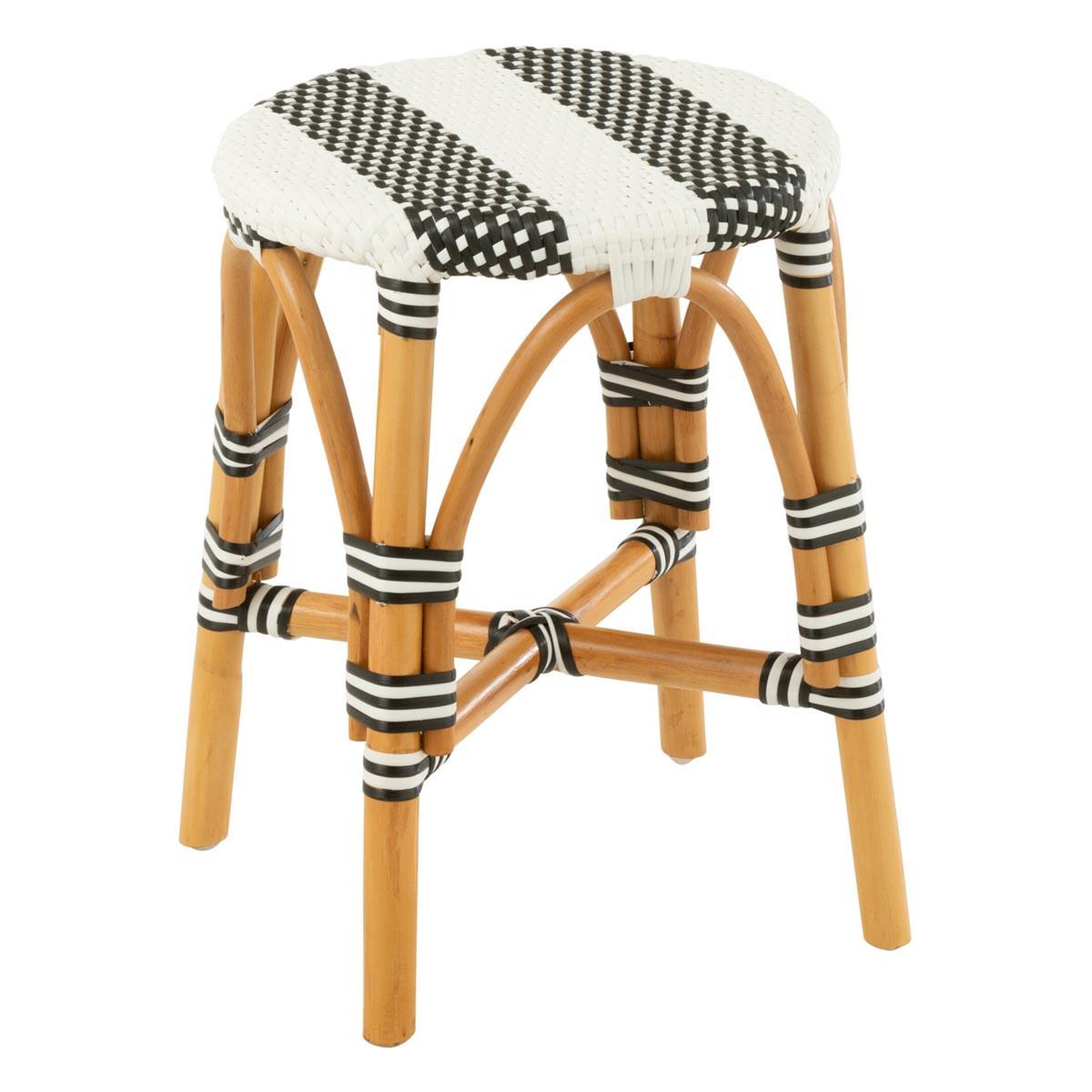J-LINE Tabouret en rotin  danial  44cm noir