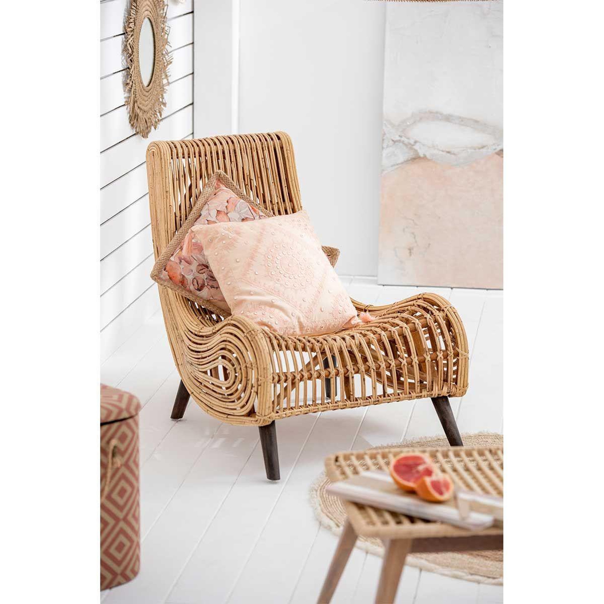 Voir la diapositive 4 : J-LINE Coussin Déco Imprimé  Garden  49x49cm Naturel