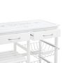 Voir la diapositive 4 : Desserte de cuisine sur roulettes en bois blanc et plateau en verre - 67 cm x 35 cm x H 81 cm