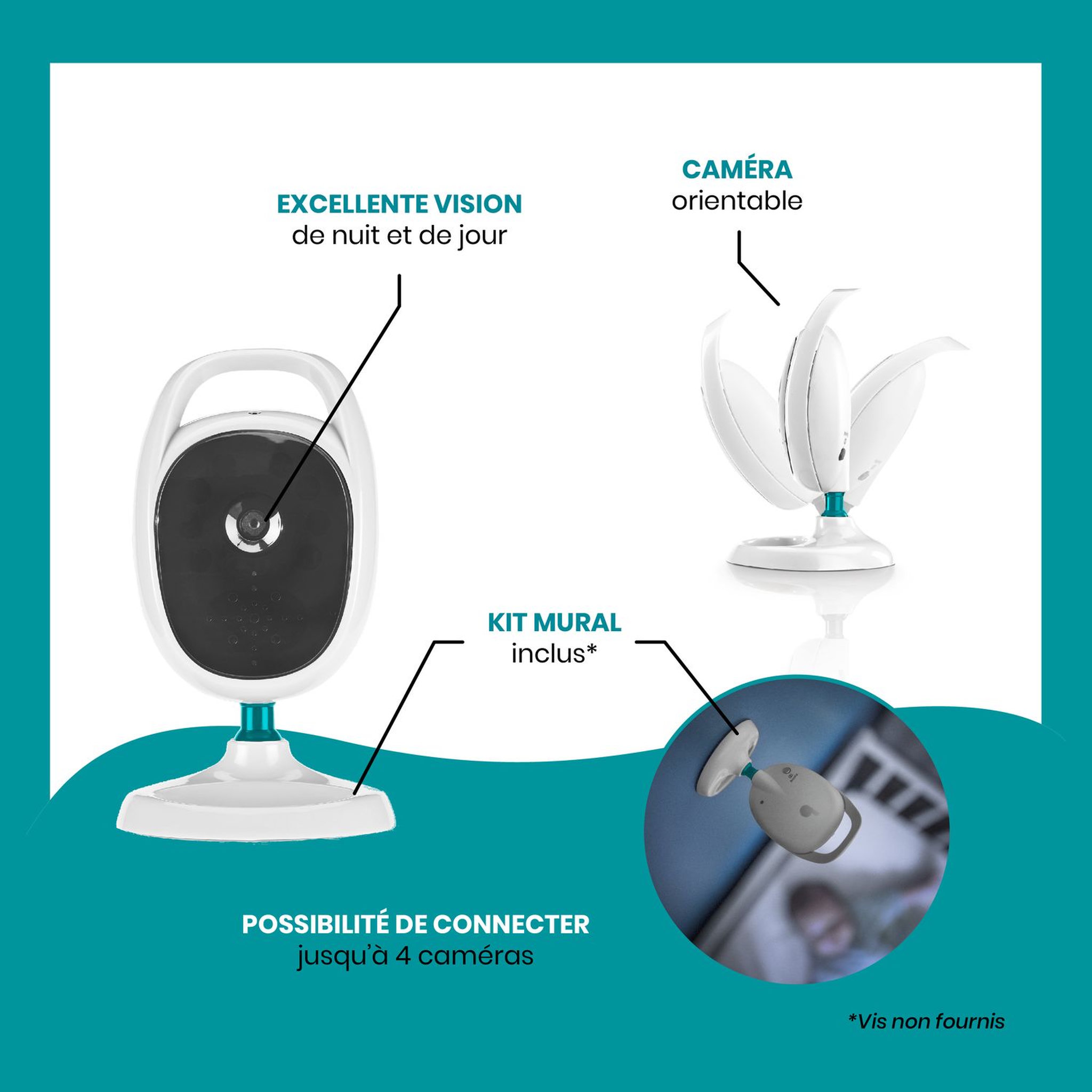 Voir la diapositive 4 : BABYMOOV Babyphone vidéo ultra compact Yoo See - Blanc