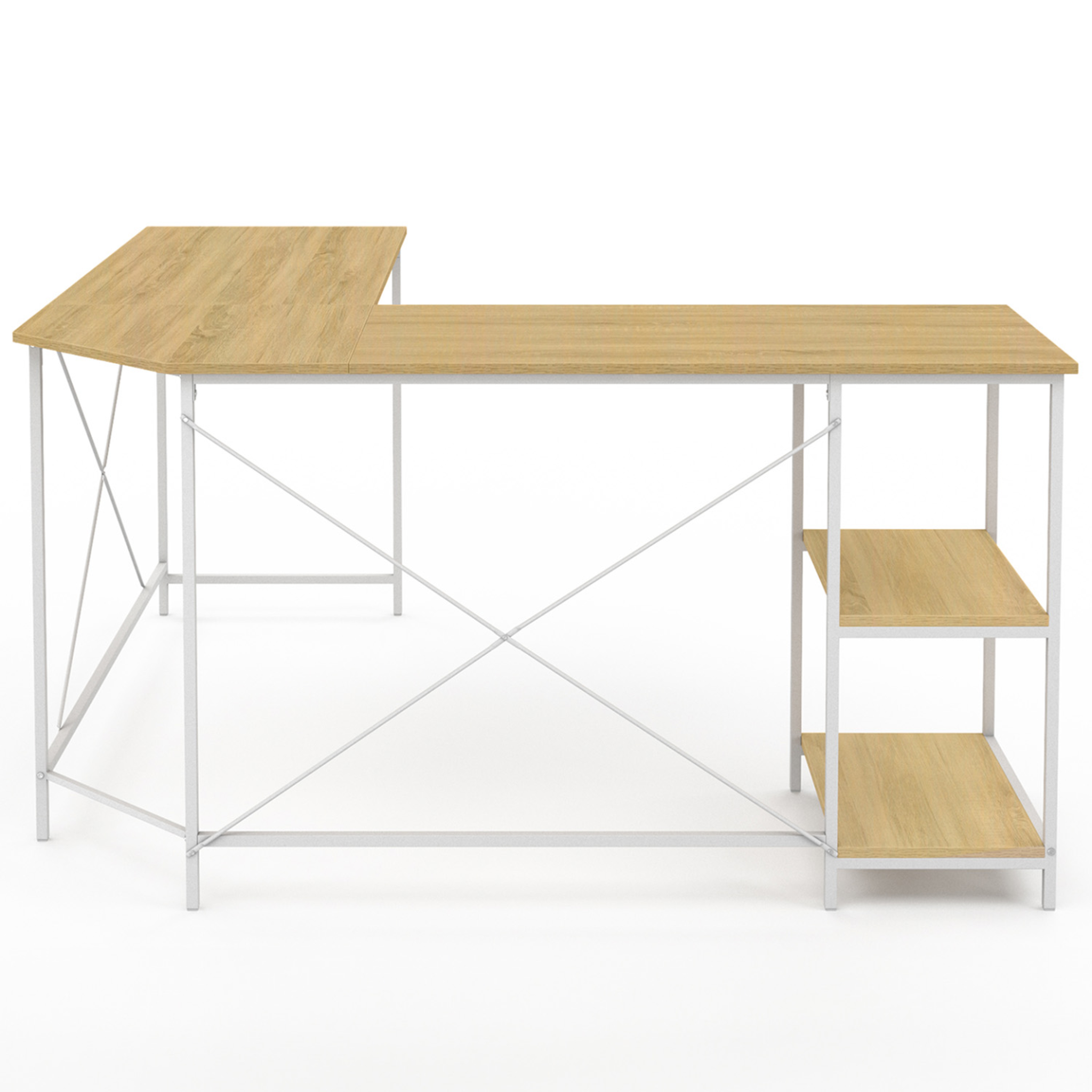 Voir la diapositive 3 : ID MARKET Bureau d'angle en forme de l detroit design industriel bois et métal blanc