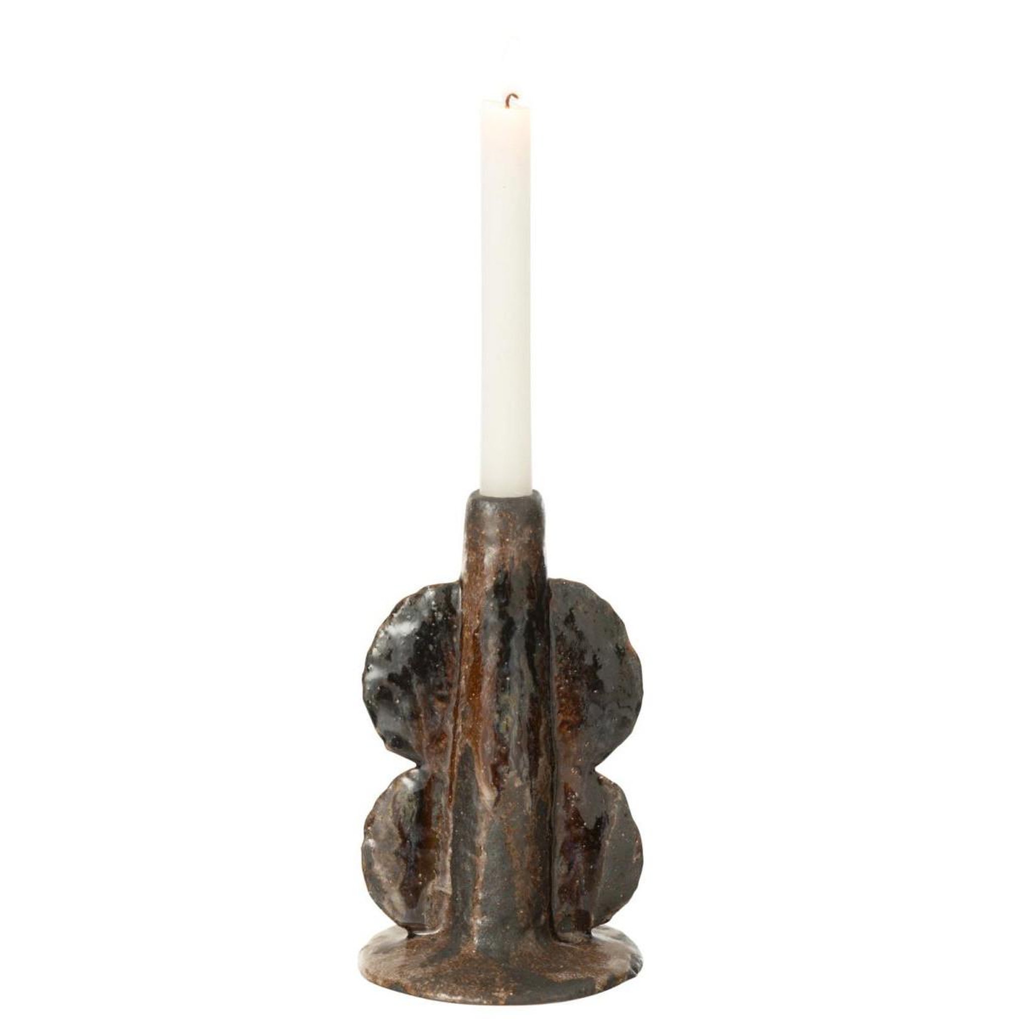 Voir la diapositive 2 : J-LINE Chandelier vase en céramique  naga  20cm marron