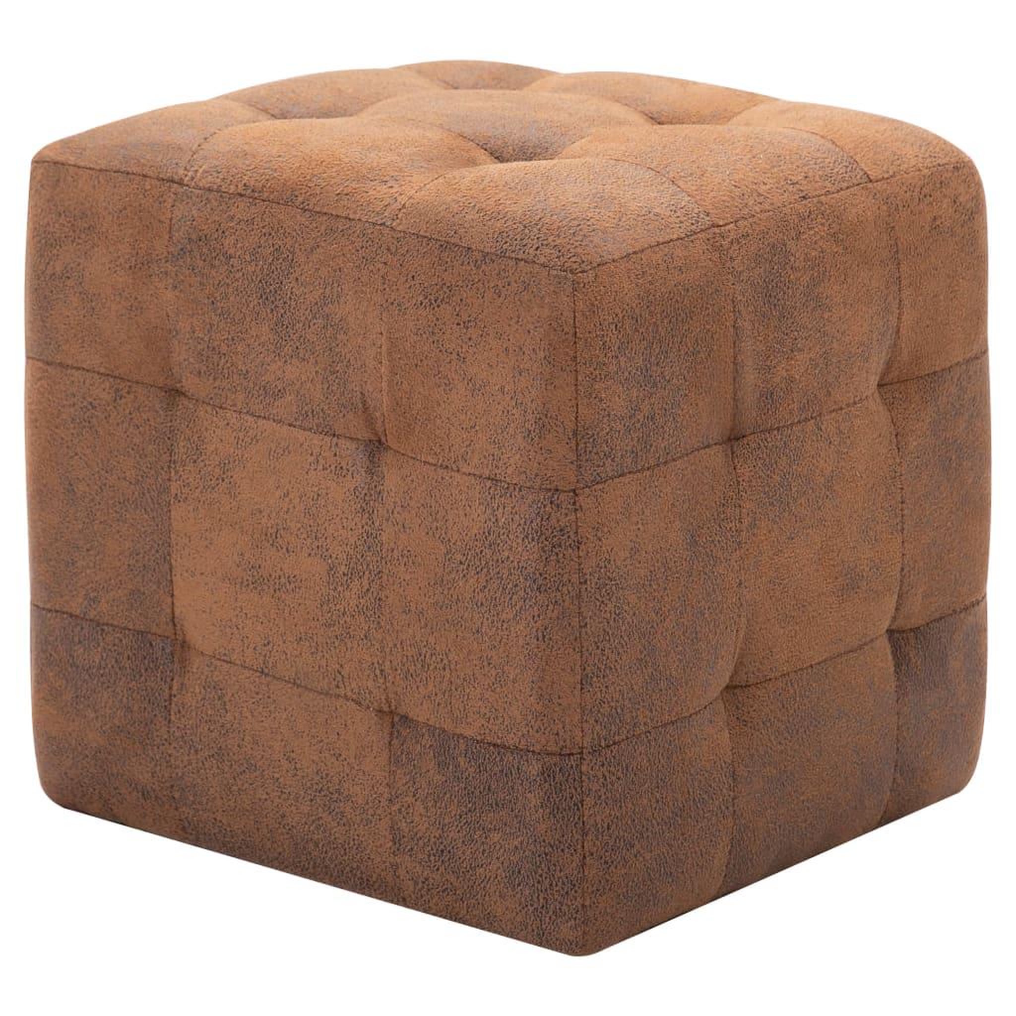 Voir la diapositive 2 : VIDAXL 2 pcs Poufs Marron 30 x 30 x 30 cm Similicuir daim