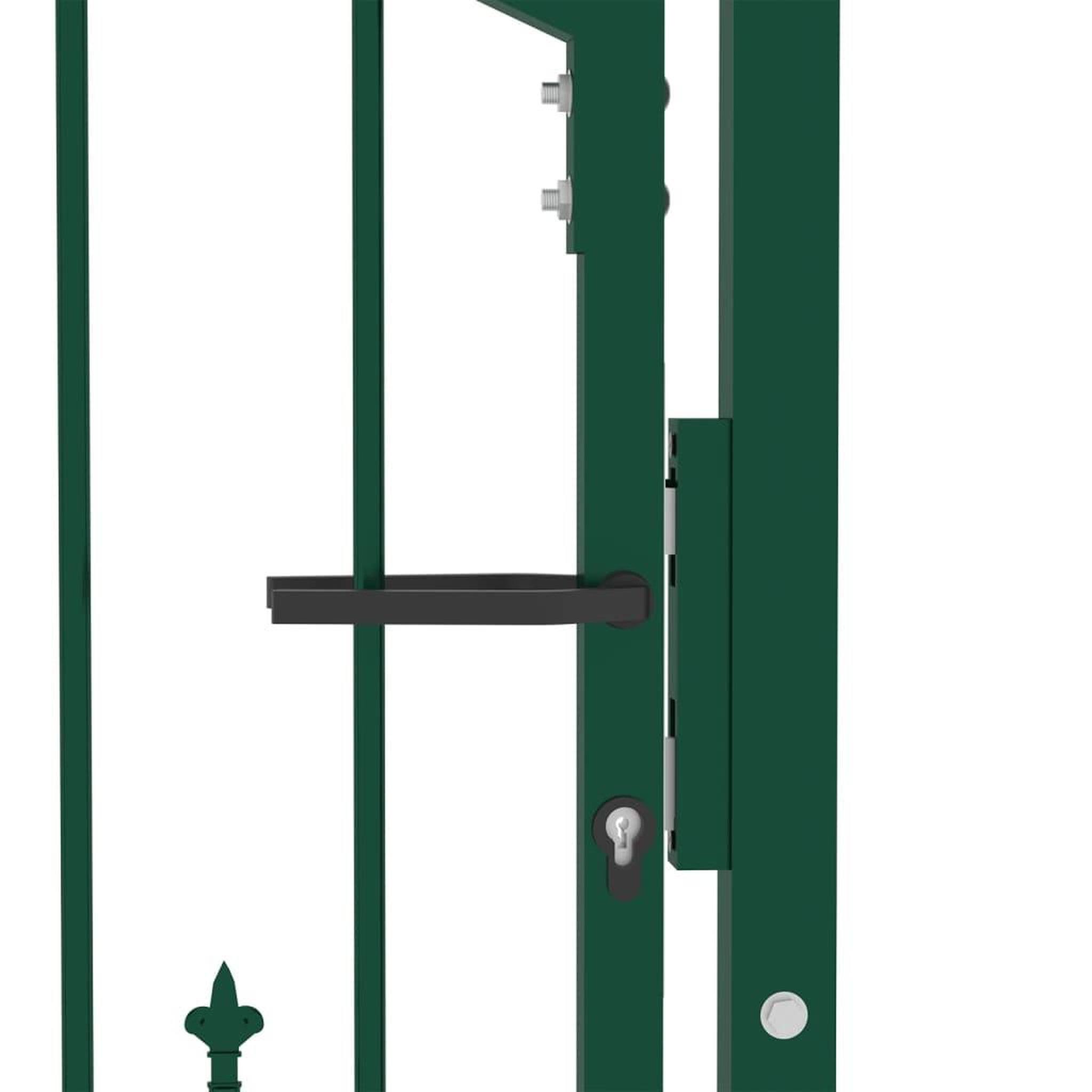 Voir la diapositive 4 : VIDAXL Portail de cloture avec pointes Acier 100x100 cm Vert