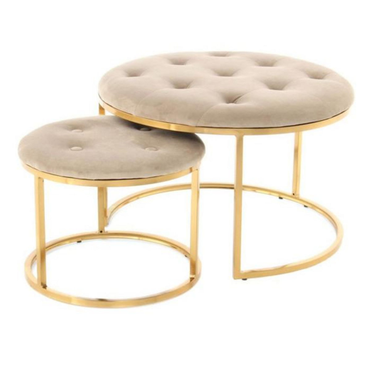 Paris Prix Lot de 2 Tabourets  Becky  60cm Taupe & Or