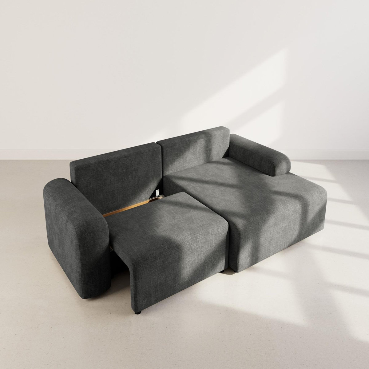 BEST MOBILIER Rebecca - canapé d'angle droit 4 places convertible avec coffre en velours texturé