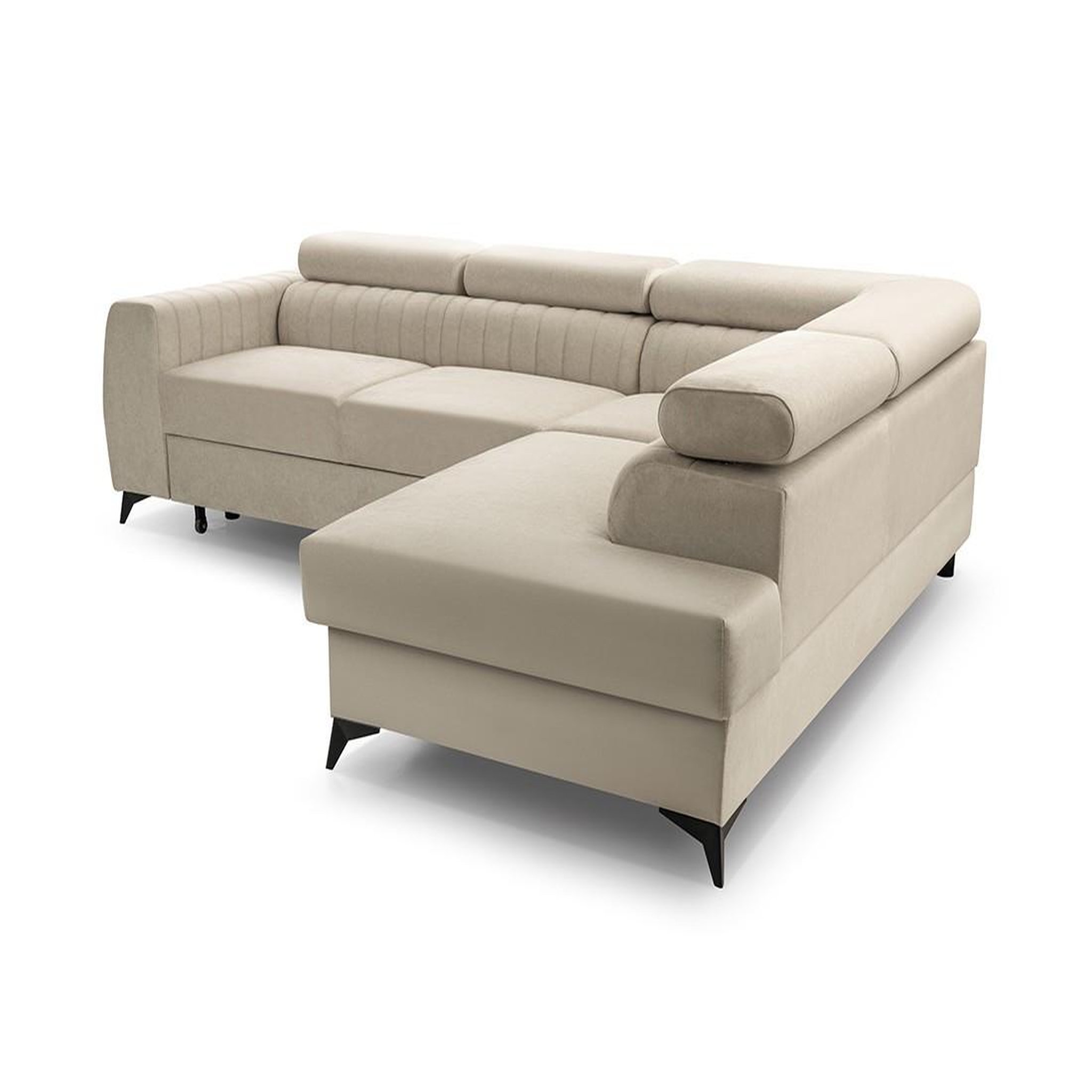 Voir la diapositive 6 : BEST MOBILIER Aneta - canapé d'angle droit 5 places - convertible avec coffre et têtières - en velours