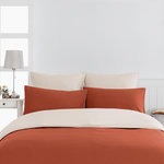 Sensei Maison Housse de couette bicolore en percale coton DOZMARY. Coloris disponibles : Gris, Bicolore, Marron, Bleu