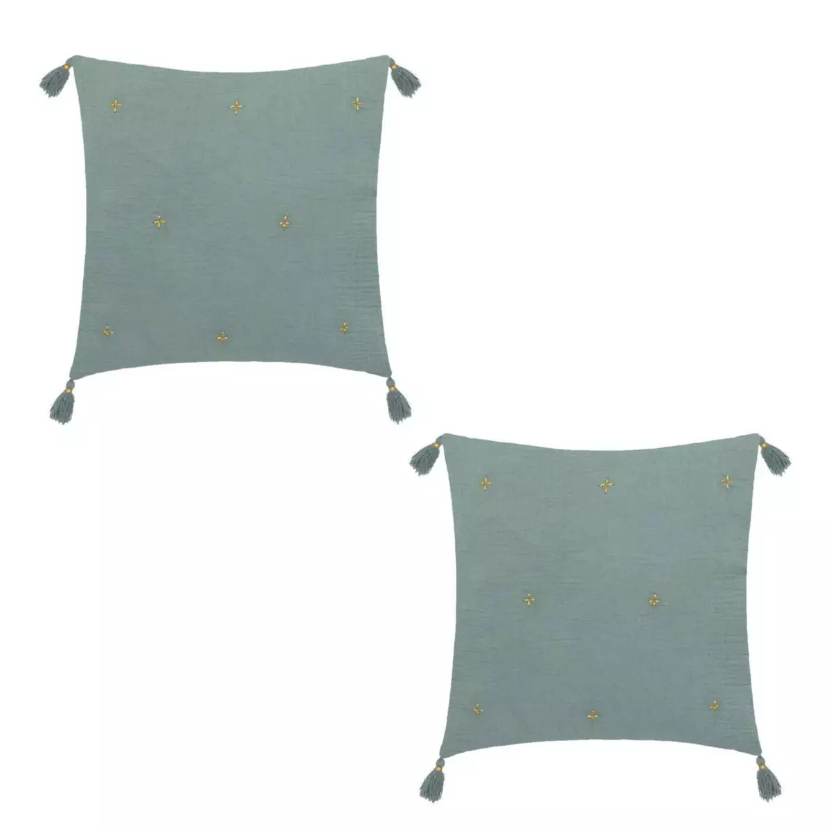 ATMOSPHERA Lot de 2 coussins de chaise brodés rectangulaires Starke - 40 x 40 cm - Céladon