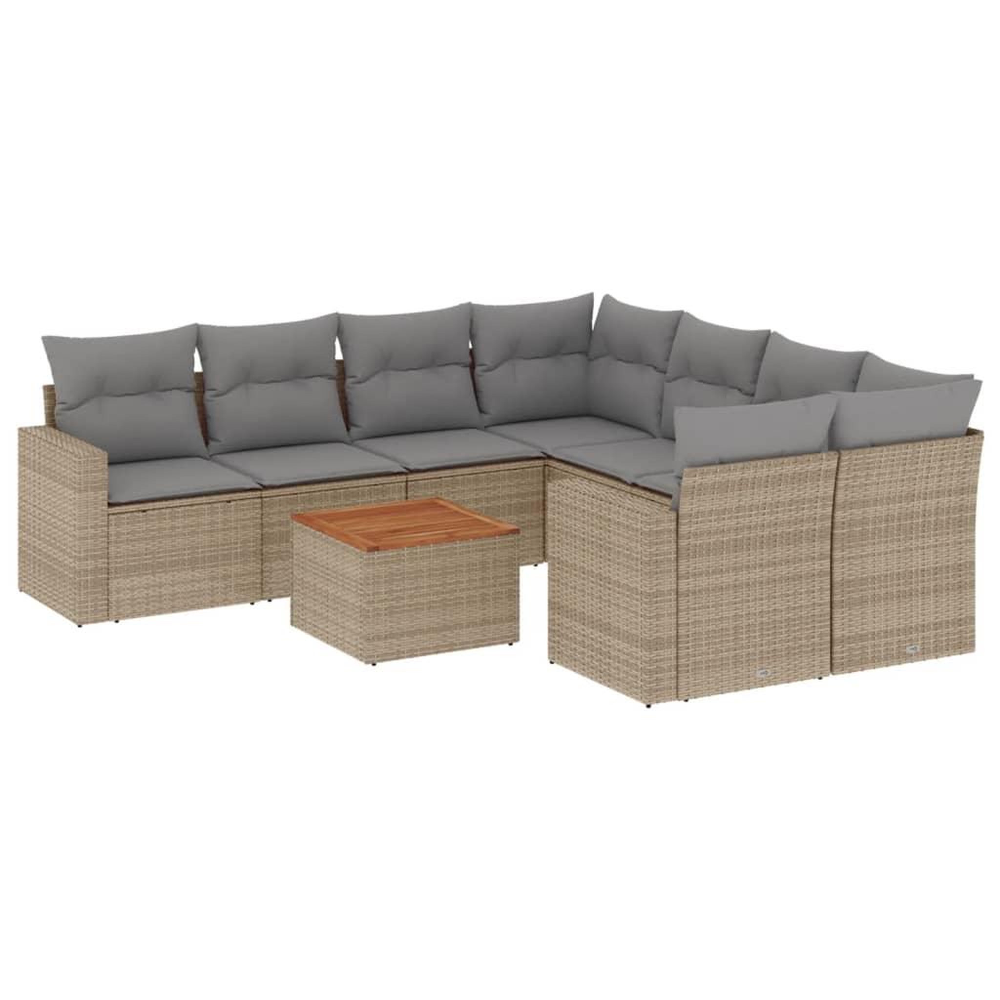 Voir la diapositive 2 : VIDAXL Salon de jardin avec coussins 9 pcs beige resine tressee