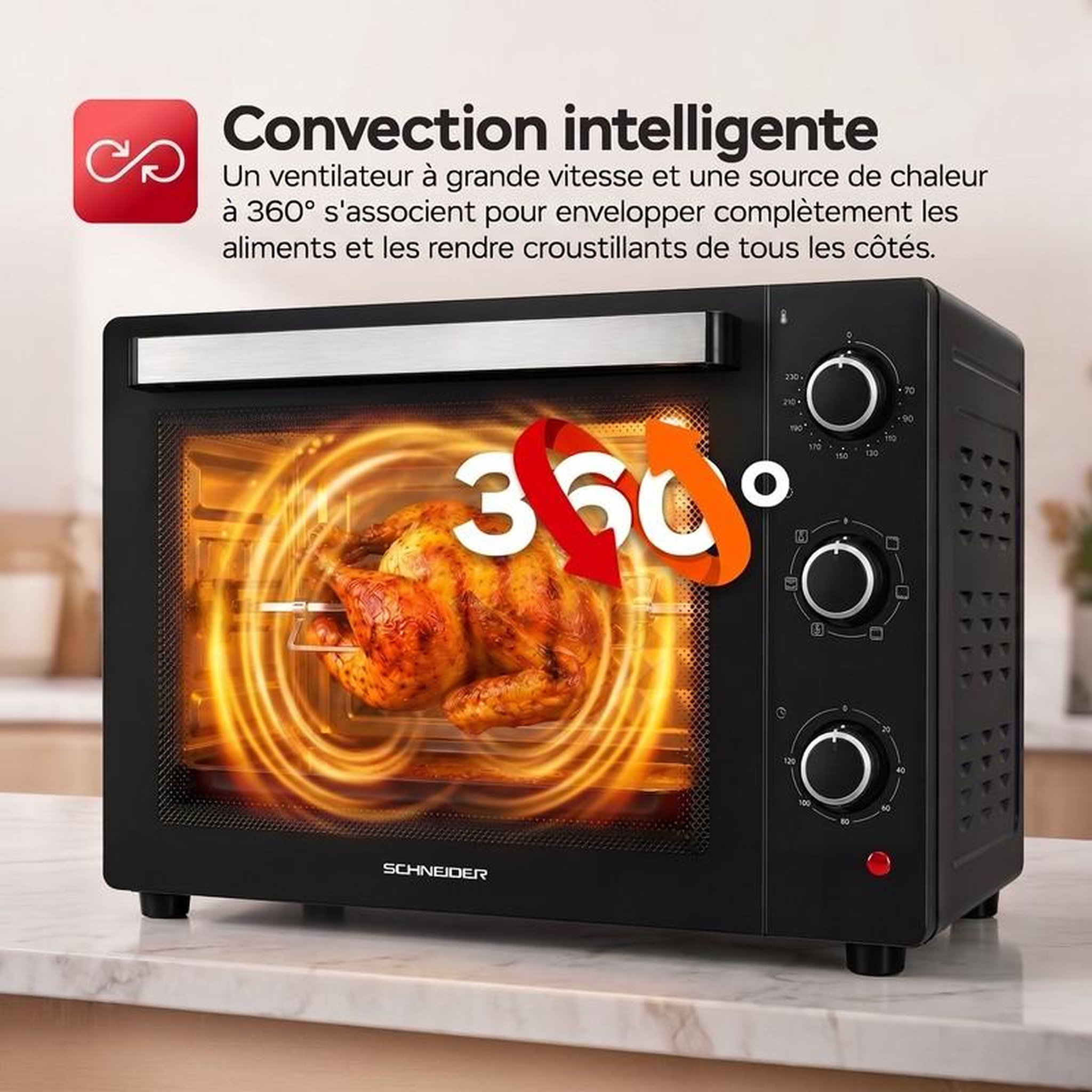Voir la diapositive 4 : SCHNEIDER Schneider - Sceo2355mfb - Noir - Four électrique 55 L Multifonction - Tournebroche - 1900 W