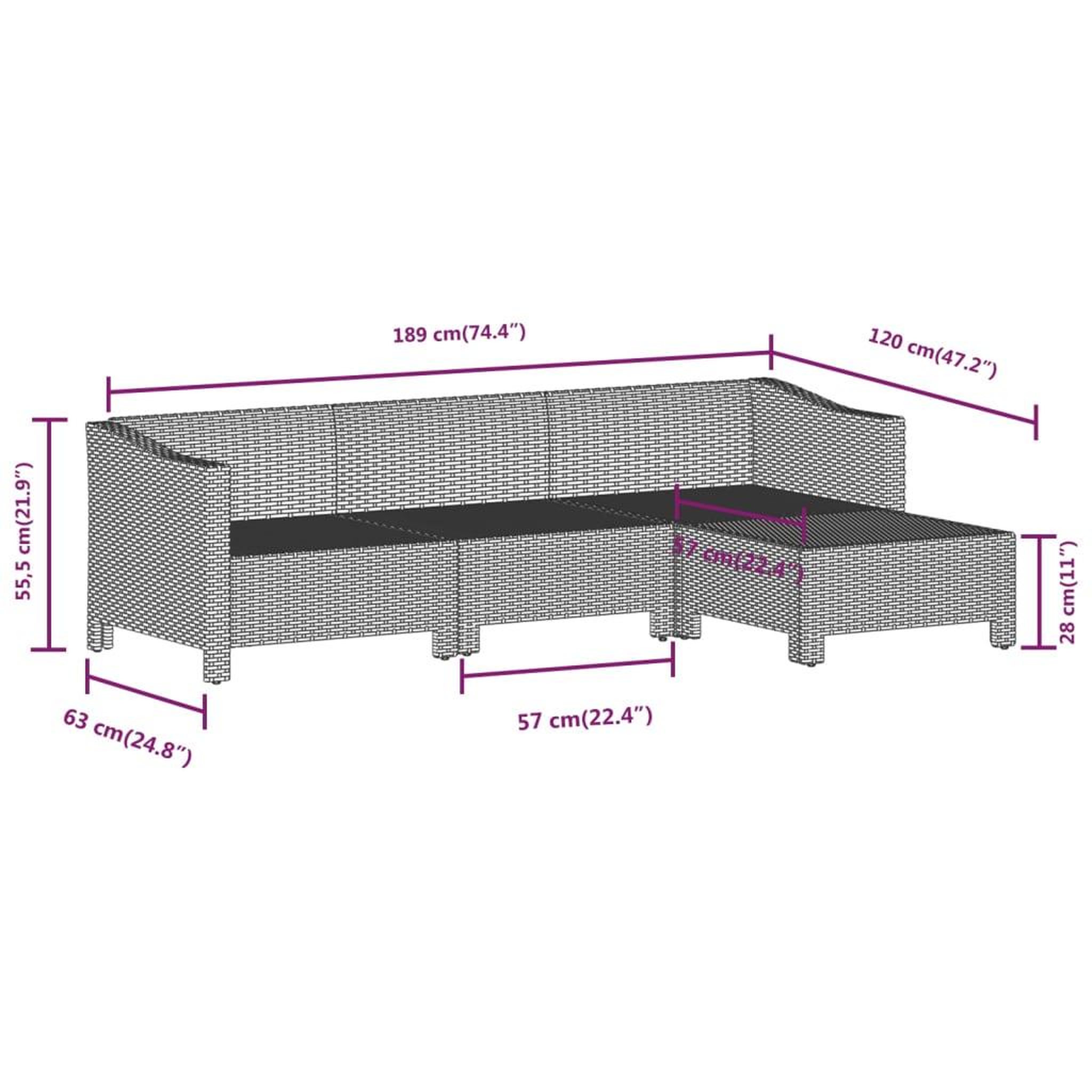 Voir la diapositive 6 : VIDAXL Salon de jardin 4 pcs avec coussins Gris Resine tressee