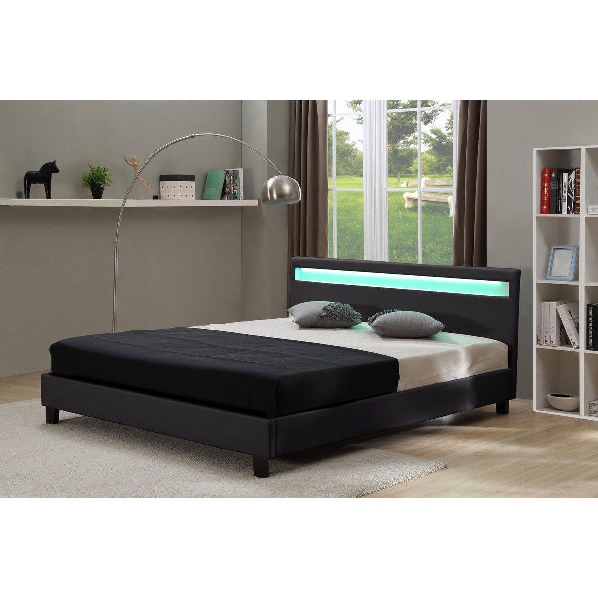 Habitat et Jardin Lit LED  Maria  - 140 x 190 cm - Noir