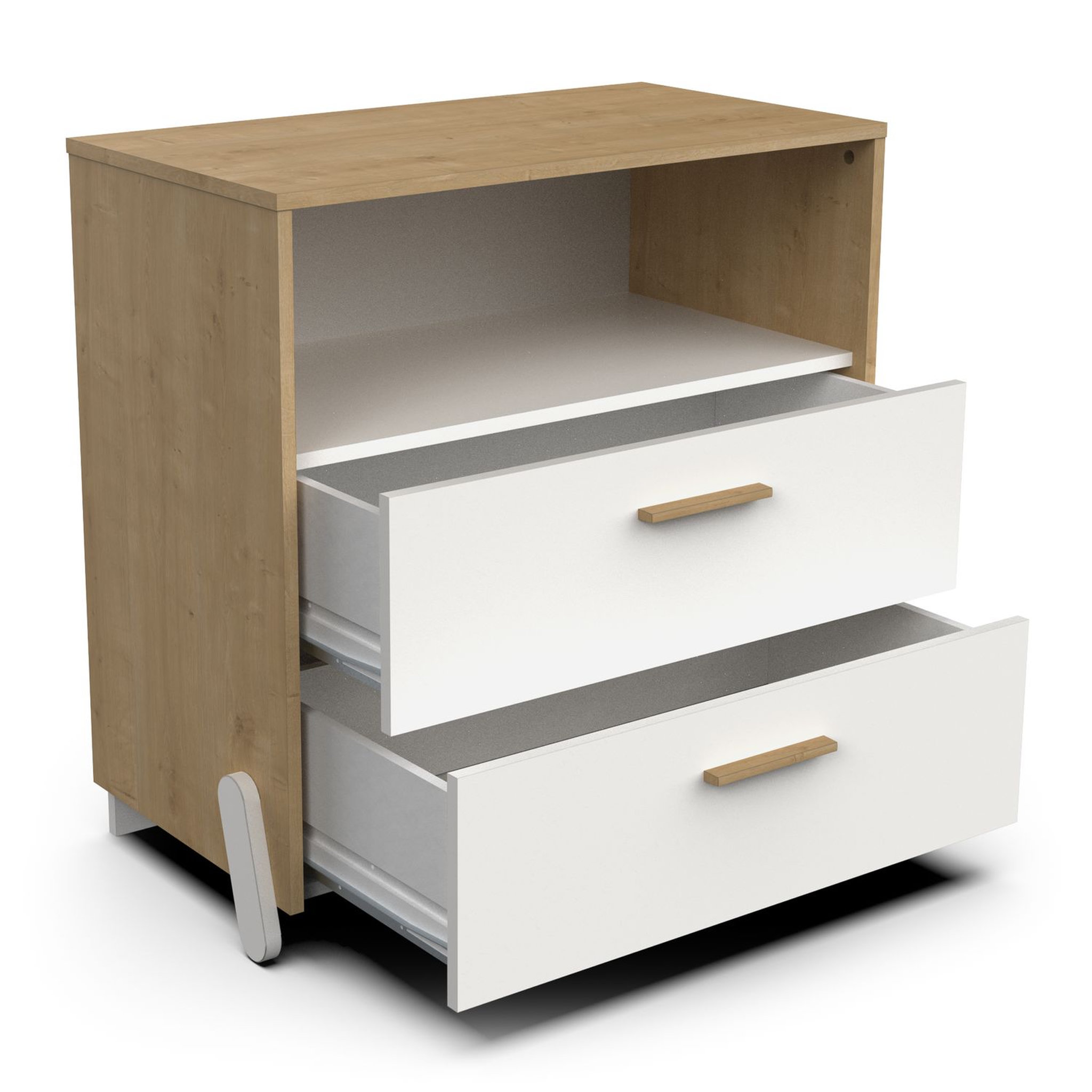 Voir la diapositive 5 : Commode enfant 2 tiroirs 1 niche L73 cm LILAS