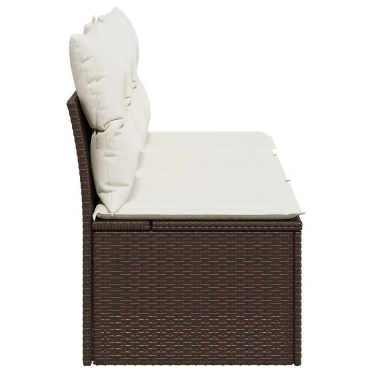 VIDAXL Canape de jardin avec coussins 3 places brun resine tressee