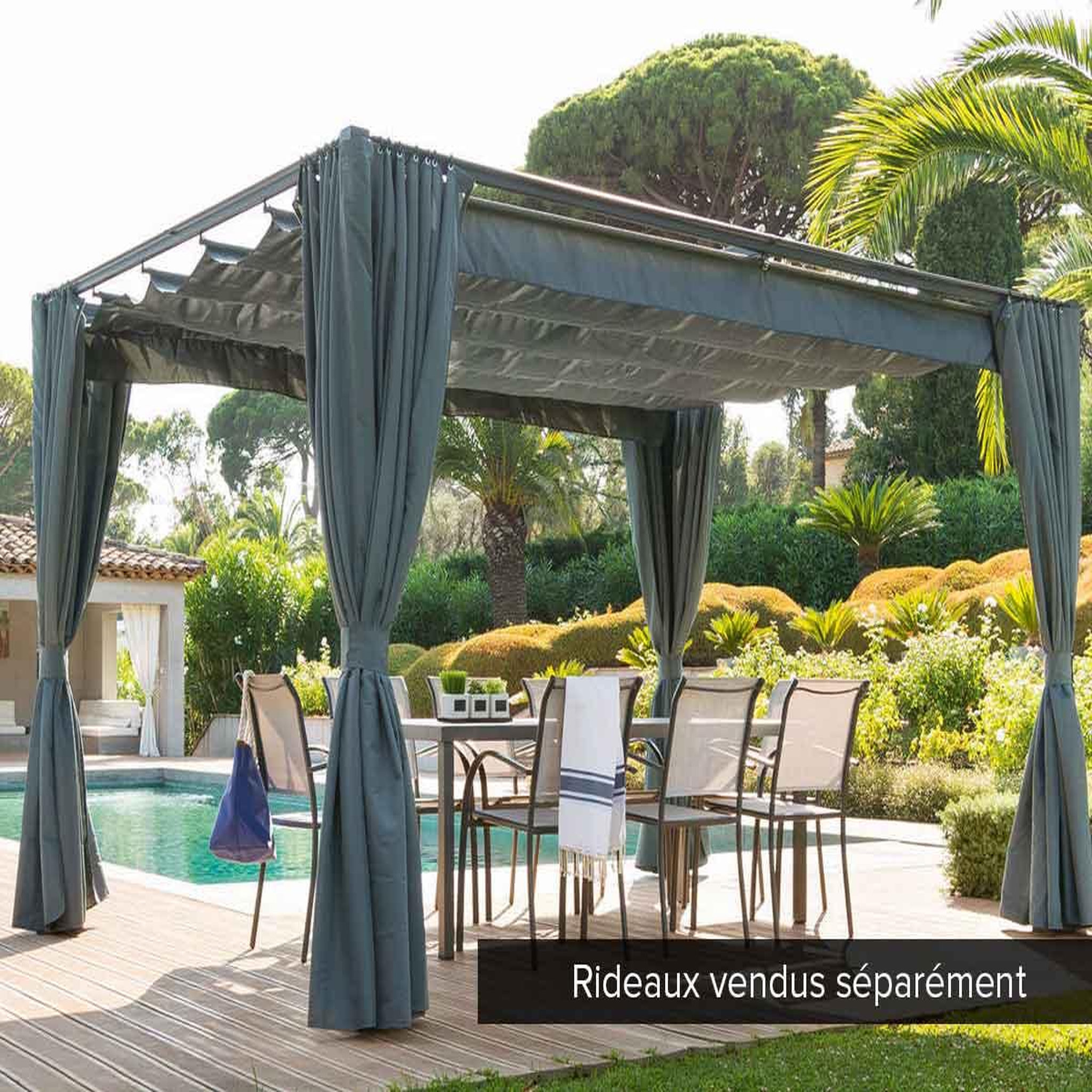 Voir la diapositive 3 : HESPERIDE Tonnelle de jardin en aluminium ardoise palmeira 4 x 3 m - hespéride