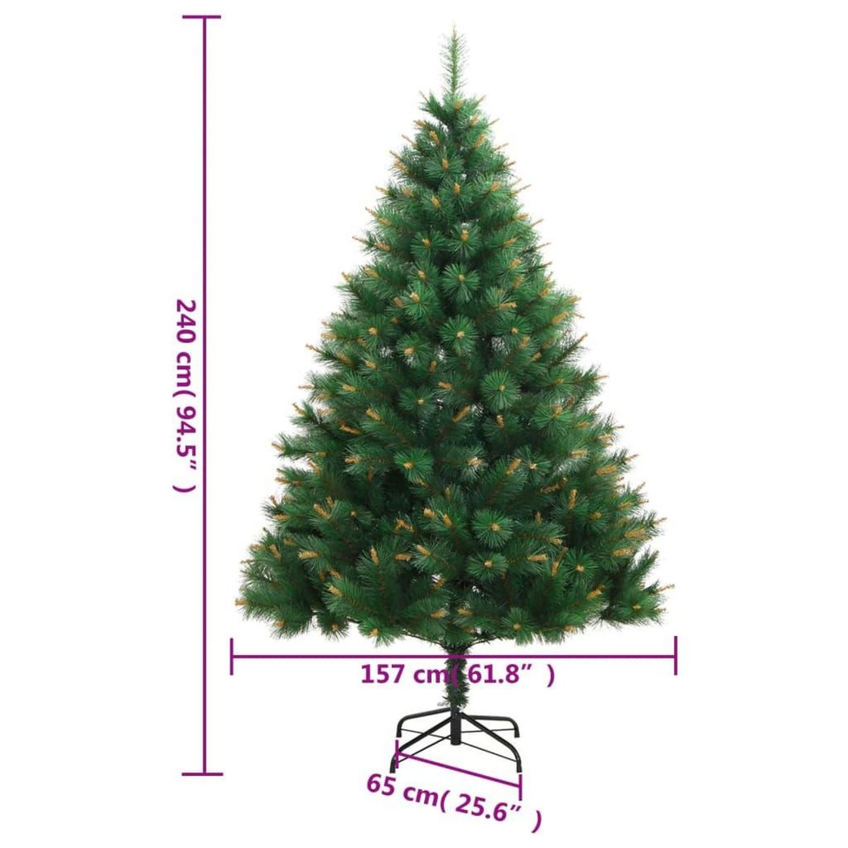 VIDAXL Sapin de Noël artificiel a charnieres avec support 240 cm