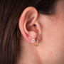 Voir la diapositive 2 : L'ATELIER D'AZUR Boucles d'Oreilles Or 18 Carats 750 Jaune Demi-Créoles Motif Etoiles Filigrane