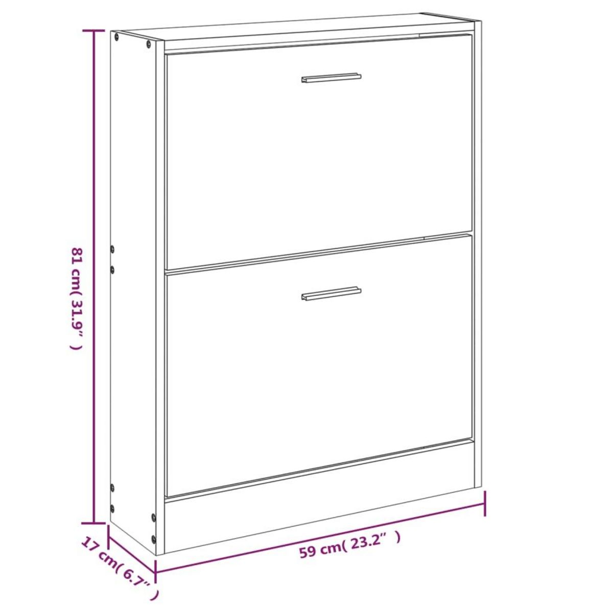 VIDAXL Armoire a chaussures Blanc 59x17x81 cm Bois d'ingenierie