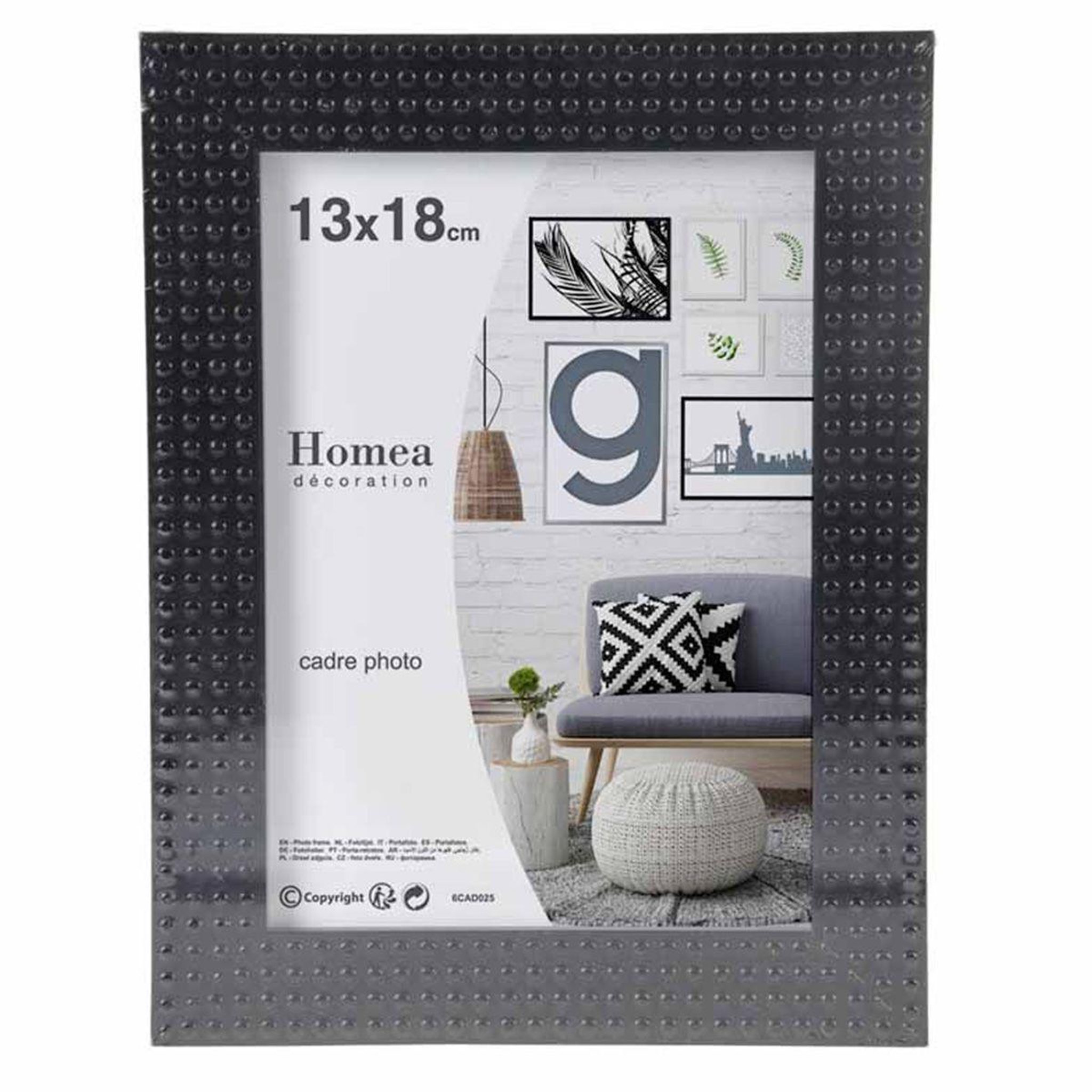HOMEA Cadre Photo Déco  Esprit Matière  13x18cm Noir