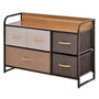 Voir la diapositive 3 : HOMCOM Commode meuble de rangement 5 tiroirs en tissu 87,5 x 29 x 58 cm Marron et beige