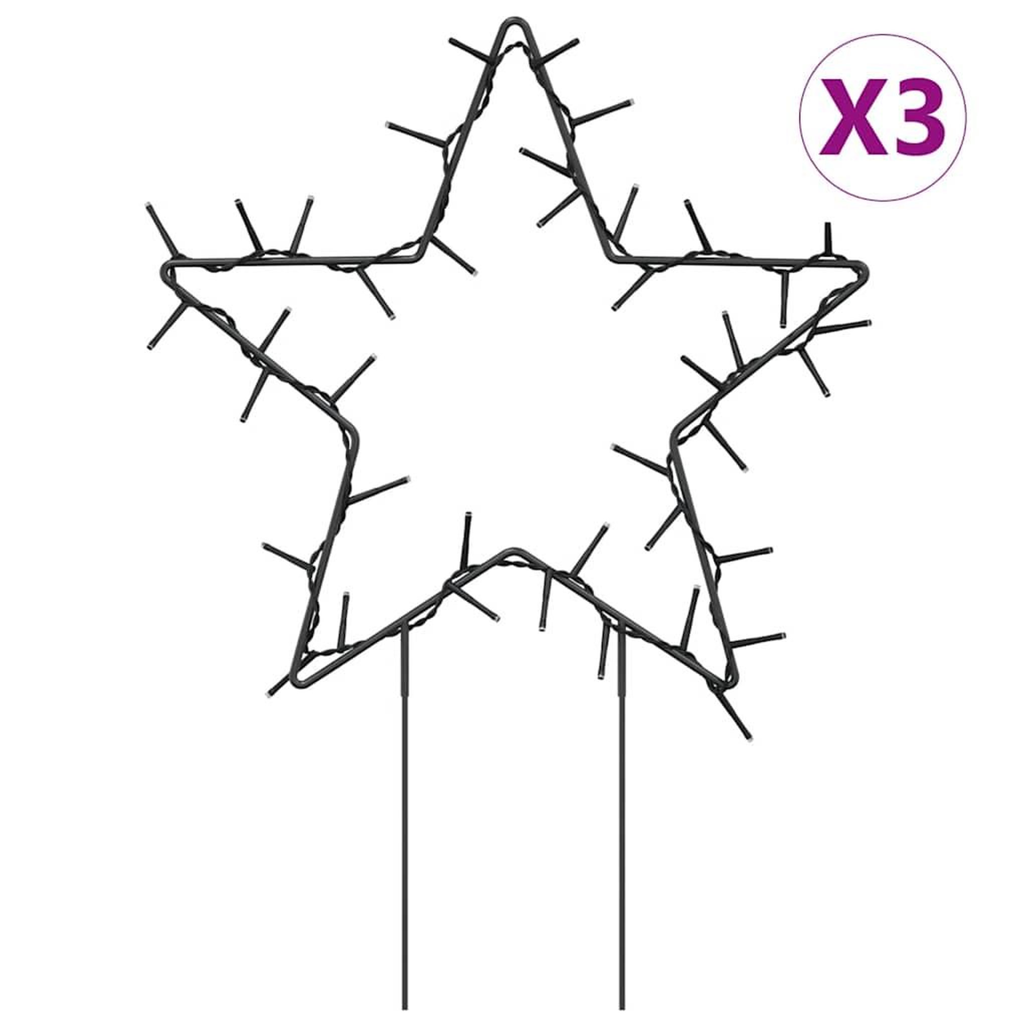 Voir la diapositive 2 : VIDAXL Decoration lumineuse etoile de Noël piquets 3 pcs 50 LED 29 cm