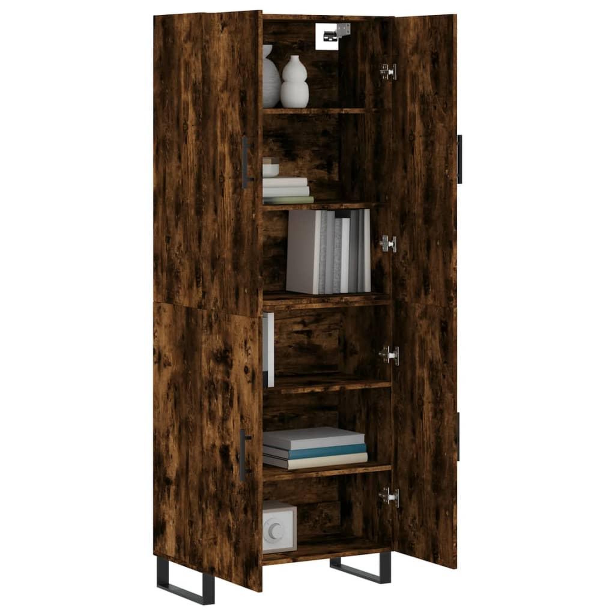Voir la diapositive 3 : VIDAXL Buffet haut Chene fume 69,5x34x180 cm Bois d'ingenierie