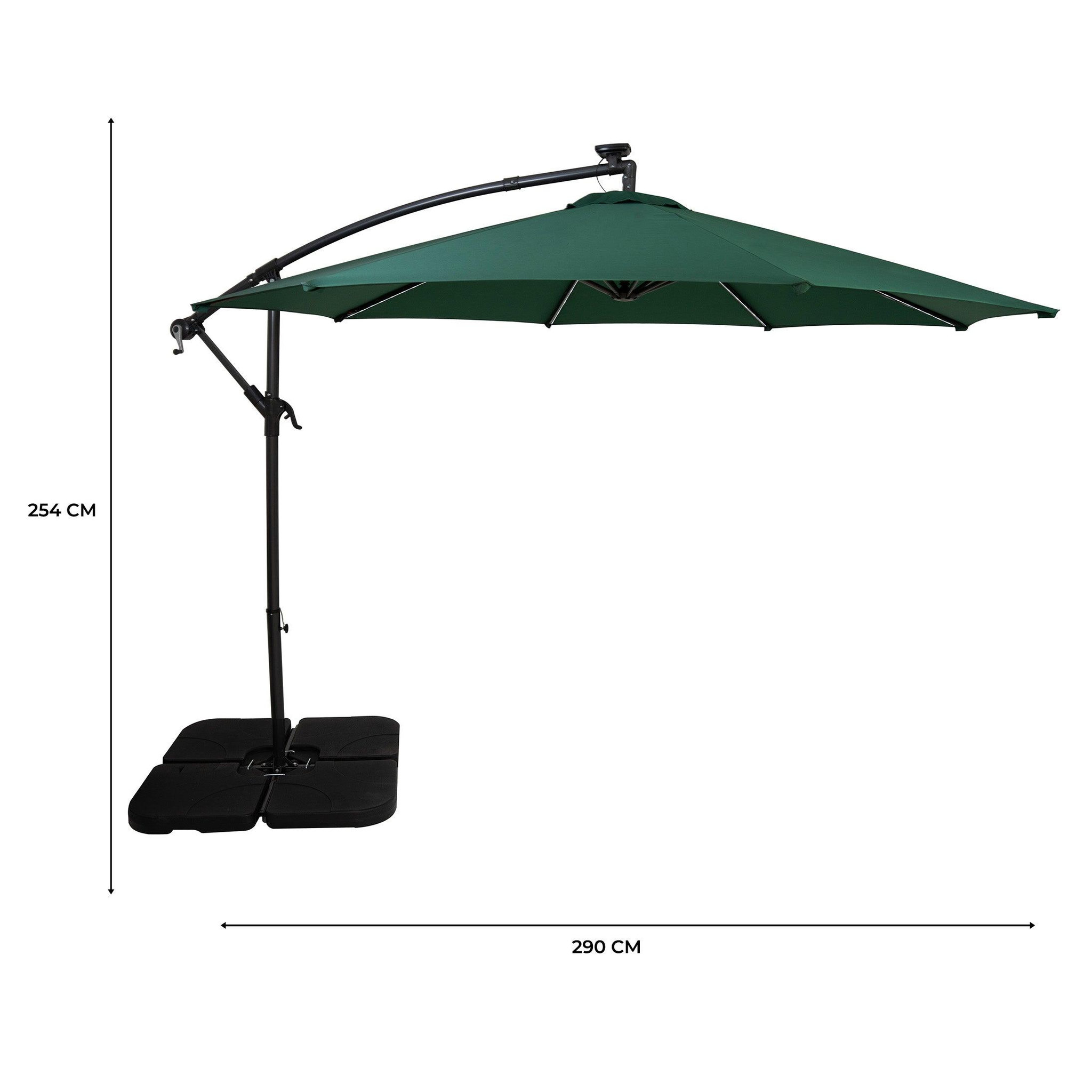 Voir la diapositive 5 : Monster Parasol Banane à Mât Déporté à LED 3 m & Pied Carré