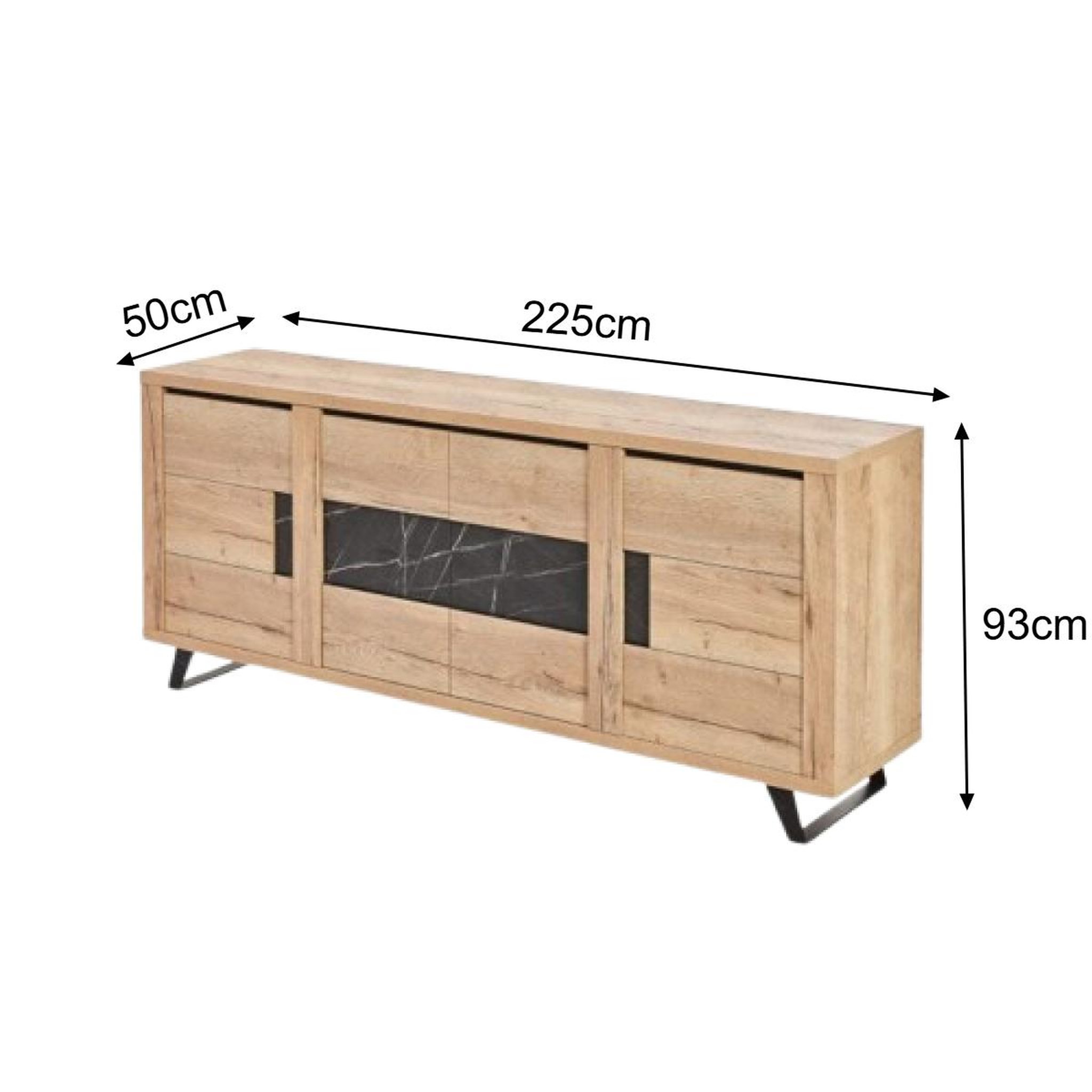 Voir la diapositive 4 : JLC KREATION Buffet contemporain effet bois et céramique 225cm HORACE