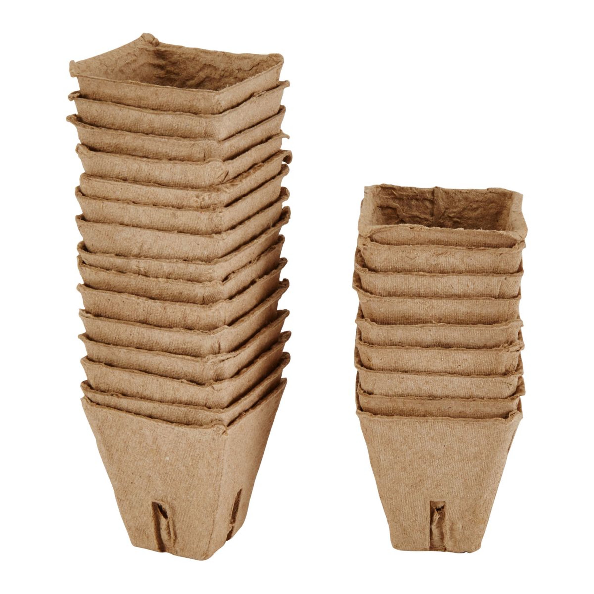 Voir la diapositive 1 : GARDENSTAR Lot de 24 pots biodégradables en fibre - 6 x 6 cm
