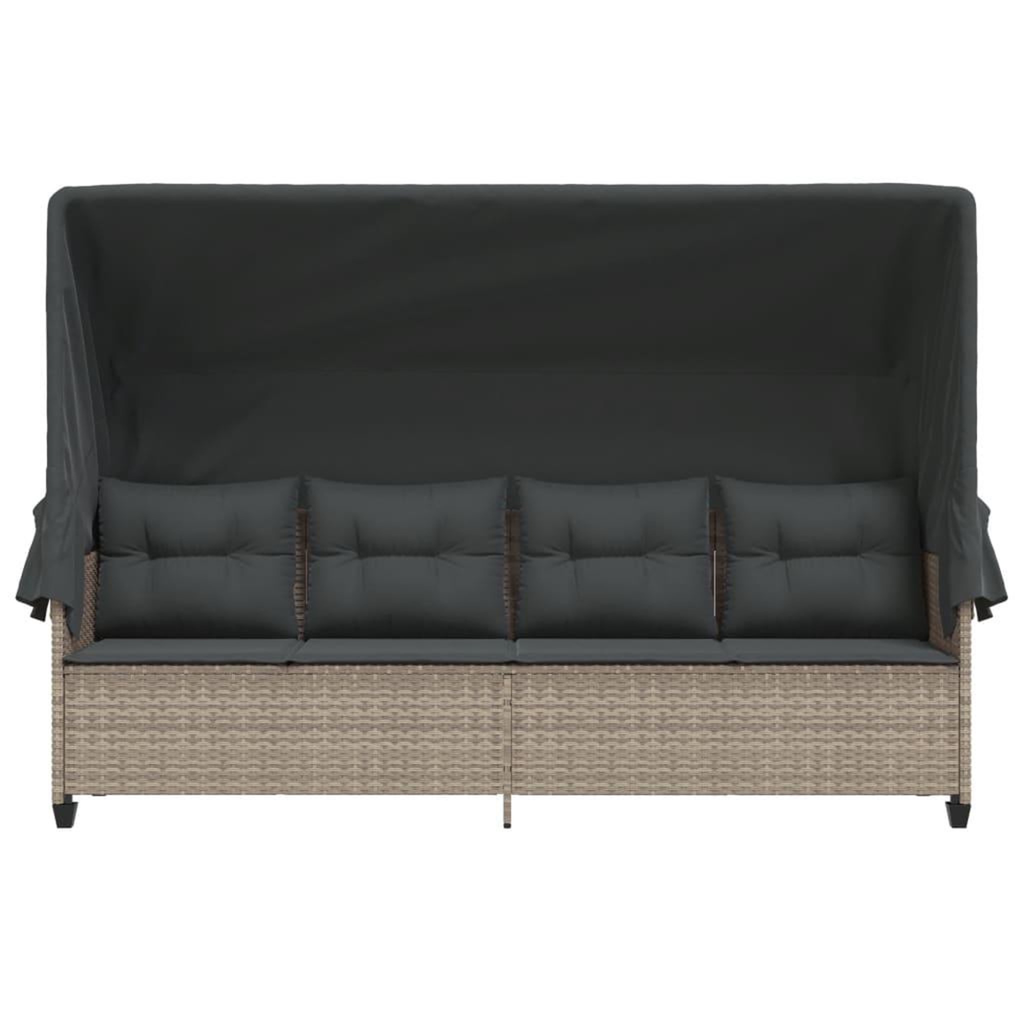 Voir la diapositive 5 : VIDAXL Chaise longue avec auvent et coussins gris clair resine tressee
