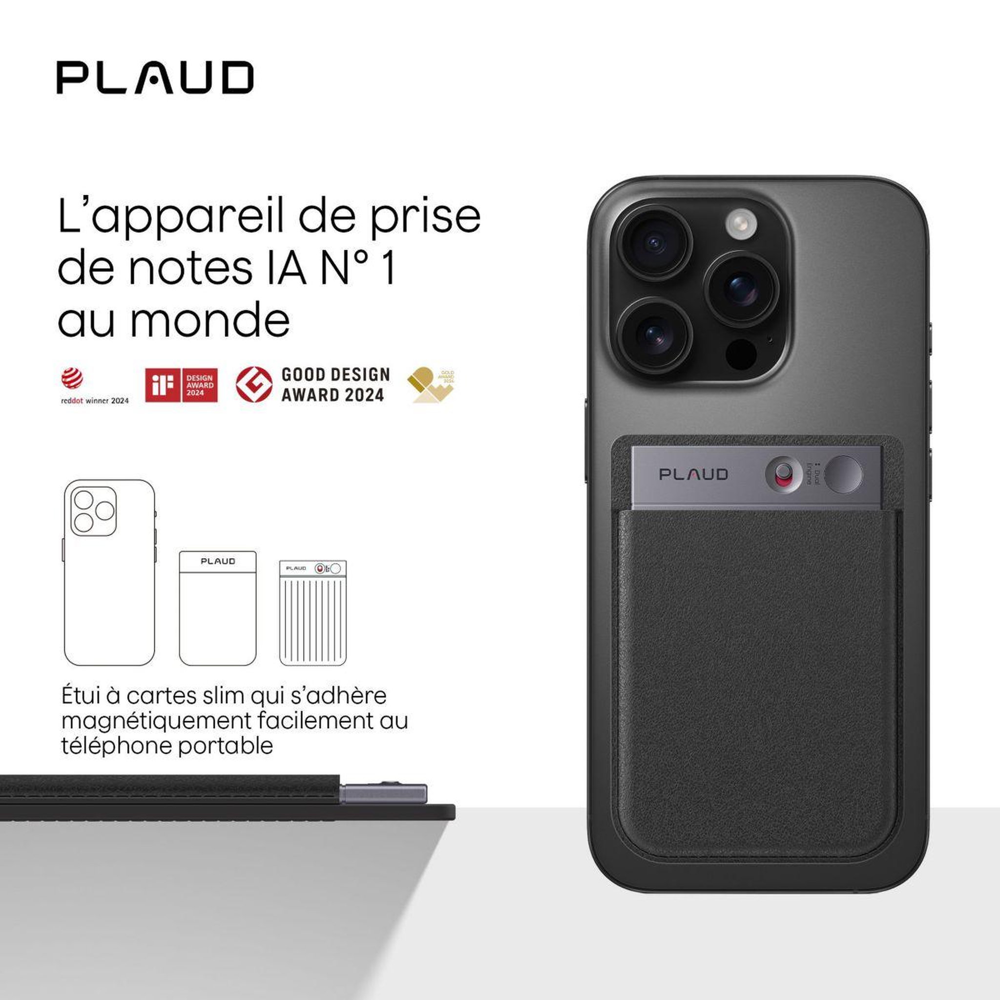 Voir la diapositive 3 : PLAUD Dictaphone note noir