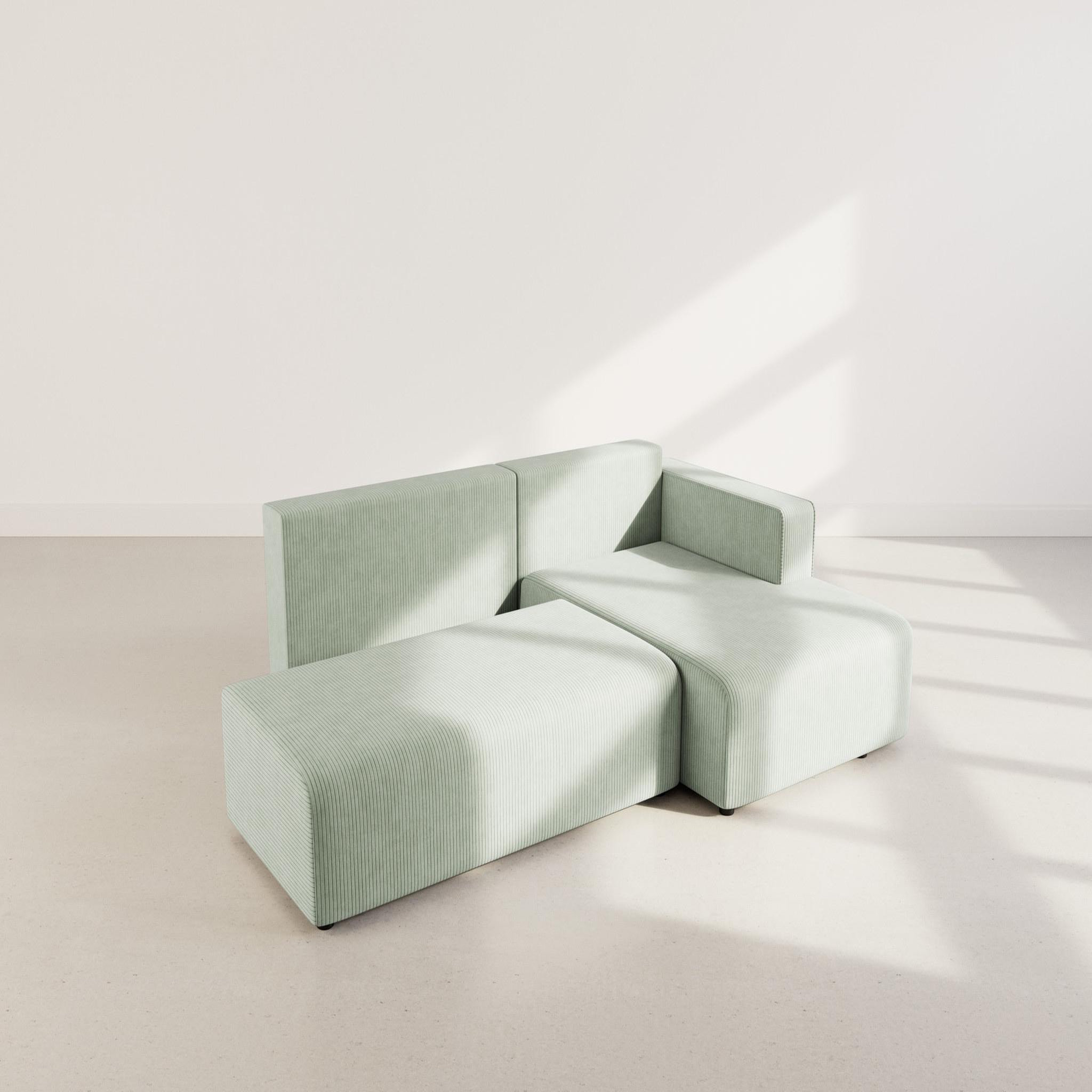 Voir la diapositive 3 : BEST MOBILIER Topaze - canapé d'angle droit 4 places convertible avec coffre en velours côtelé