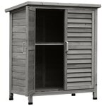 OUTSUNNY Armoire de jardin abri jardin remise pour outils sur pied dim. 87L x 46l x 96H cm étagère portes persiennes toit bitumé bois sapin autoclave gris