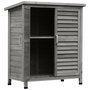 Voir la diapositive 1 : OUTSUNNY Armoire de jardin abri jardin remise pour outils sur pied dim. 87L x 46l x 96H cm étagère portes persiennes toit bitumé bois sapin autoclave gris