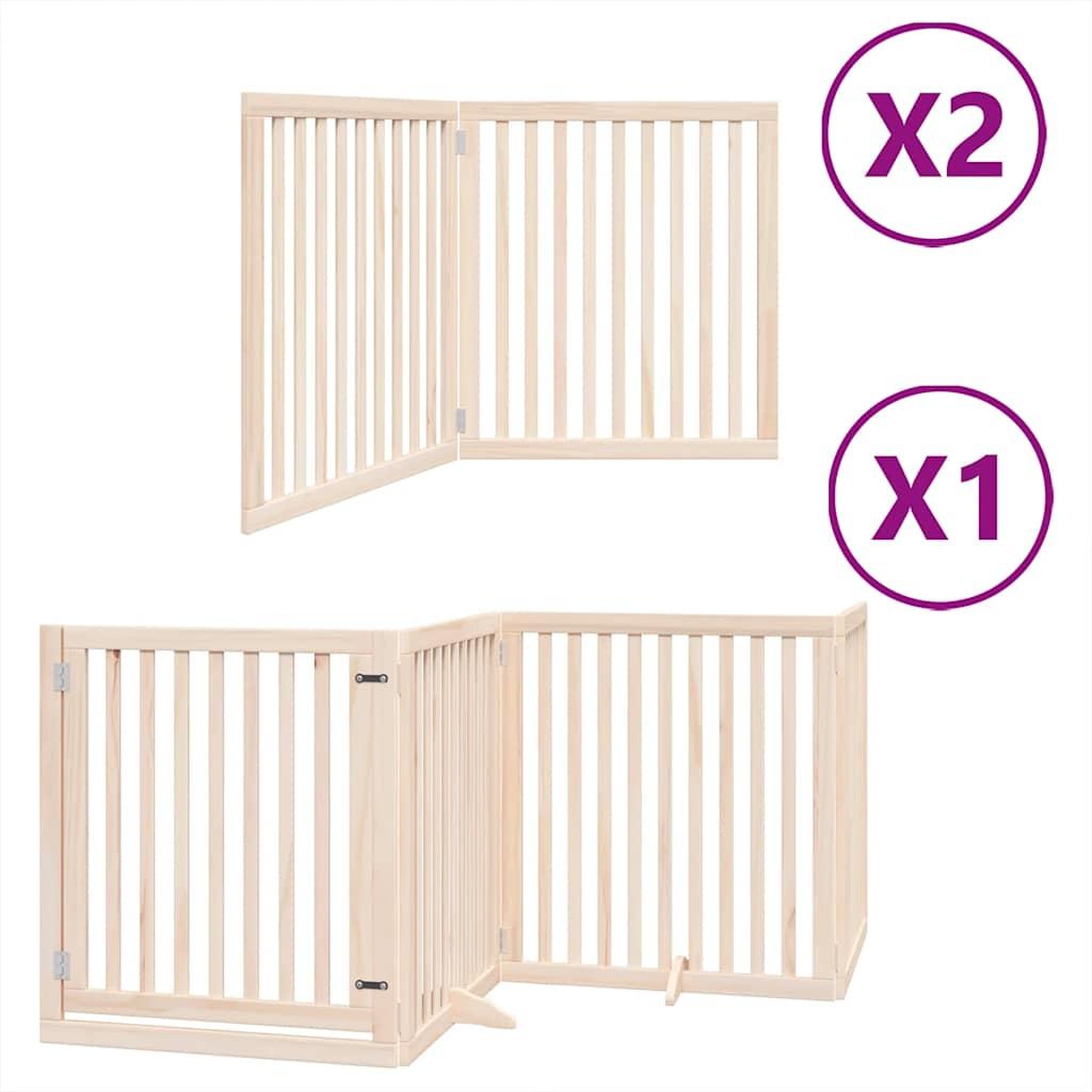 Voir la diapositive 2 : VIDAXL Barriere pour chien porte pliable 8 panneaux bois de peuplier