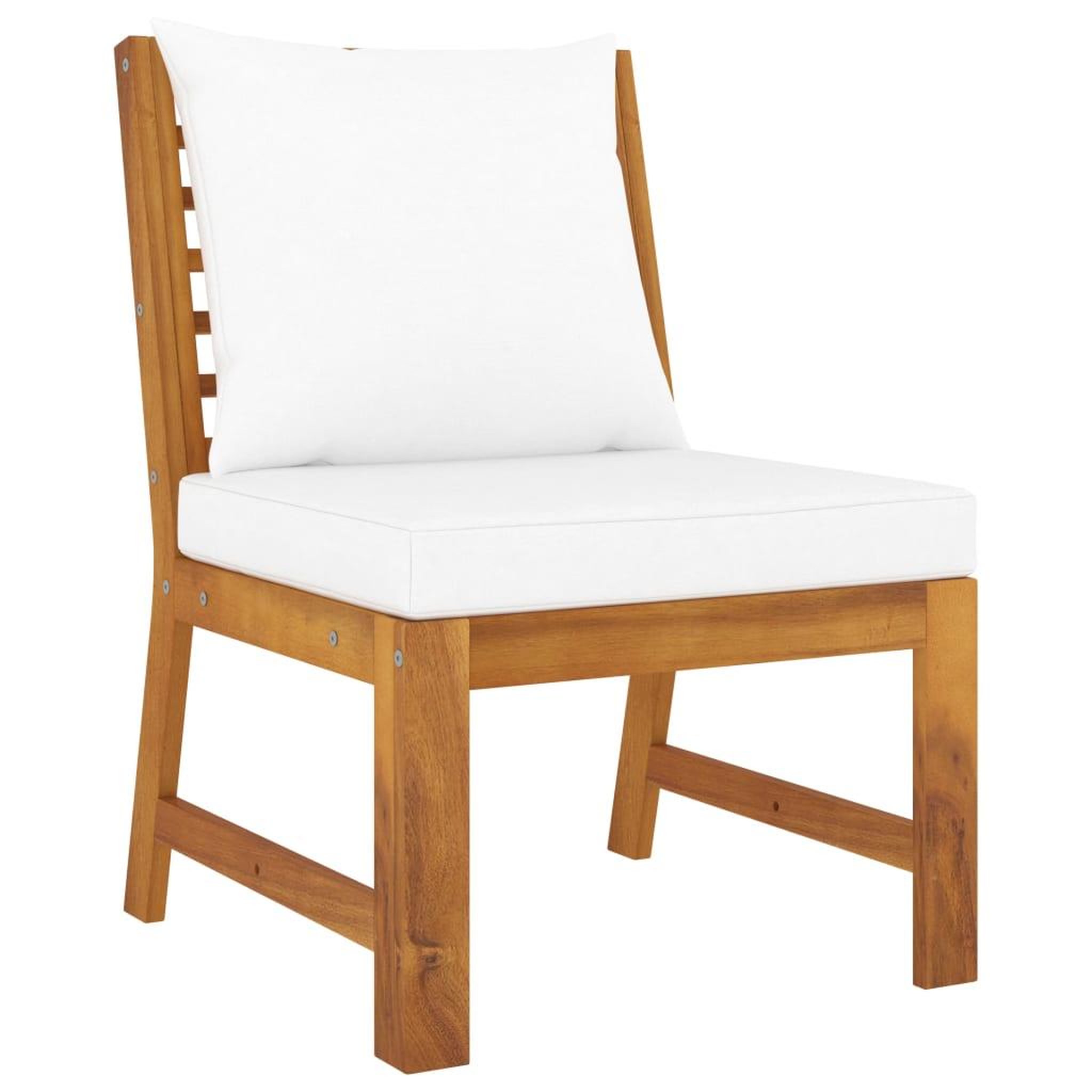 VIDAXL Canape central sectionnel et coussin creme Bois d'acacia massif