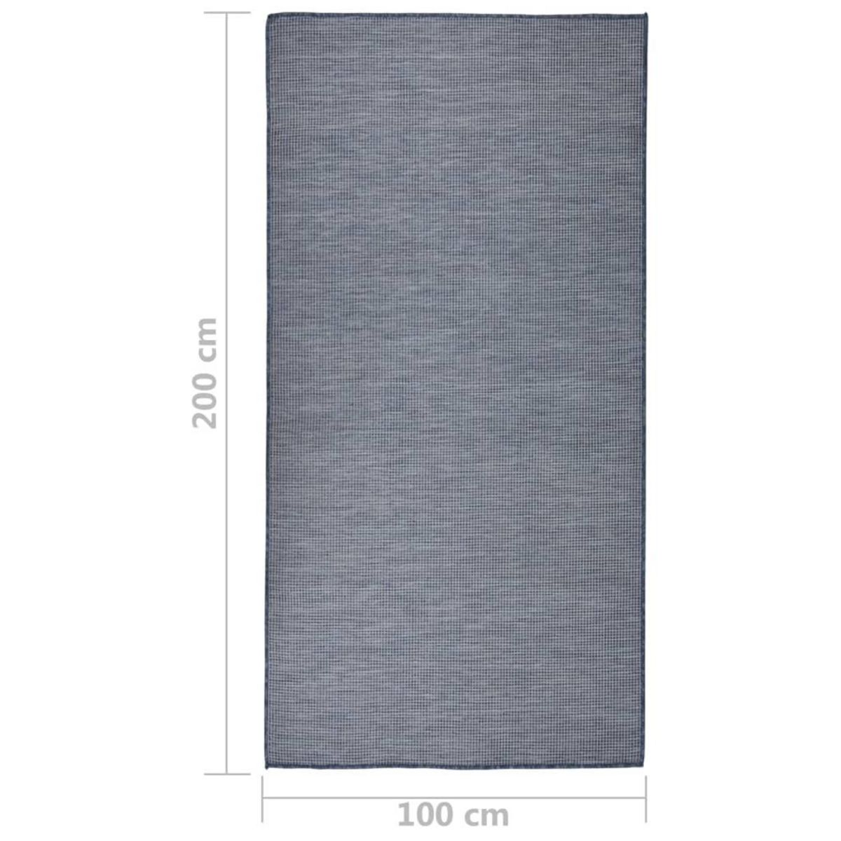 VIDAXL Tapis a tissage plat d'exterieur 100x200 cm Bleu