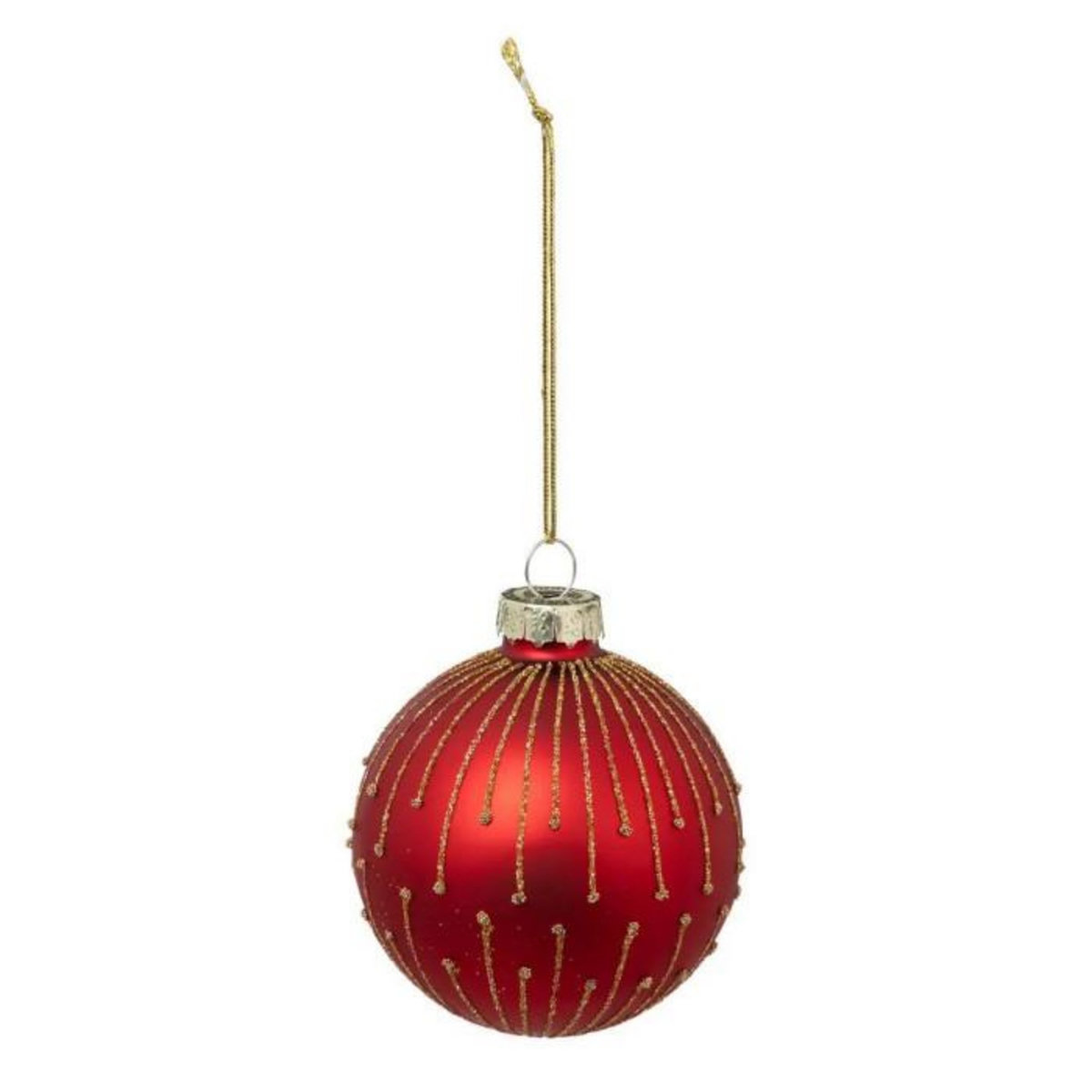 ATMOSPHERA Boule de Noël en Verre  Perlée  7cm Rouge