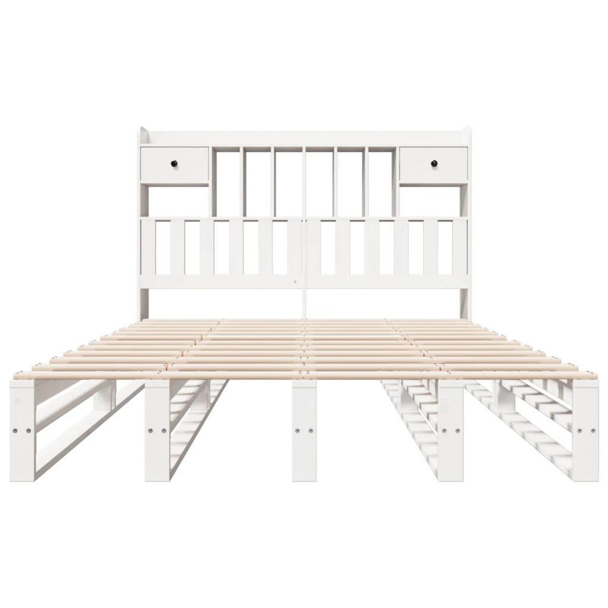 VIDAXL Lit bibliotheque sans matelas blanc 150x200 cm bois pin massif